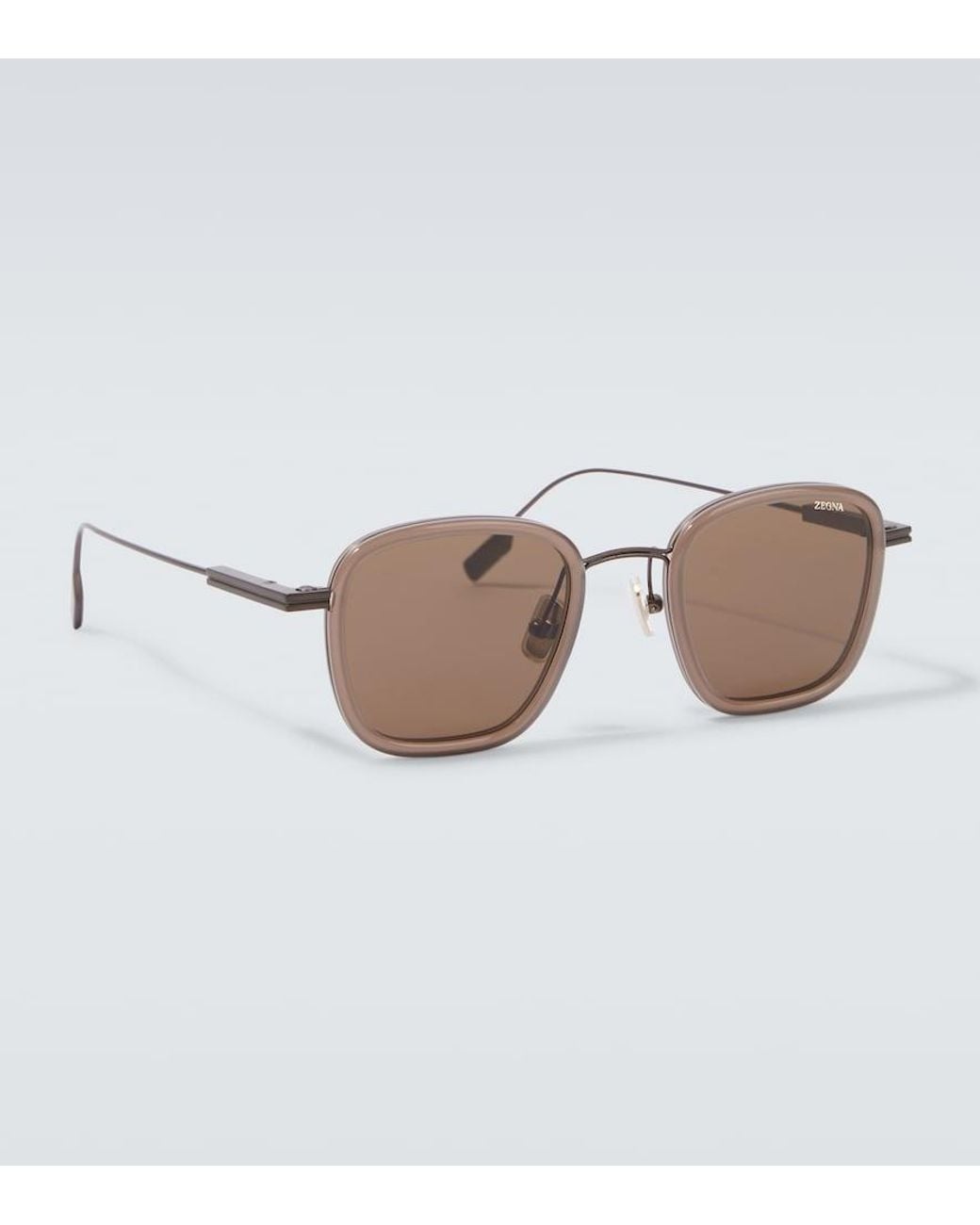 Zegna Brown Square Sunglasses for men