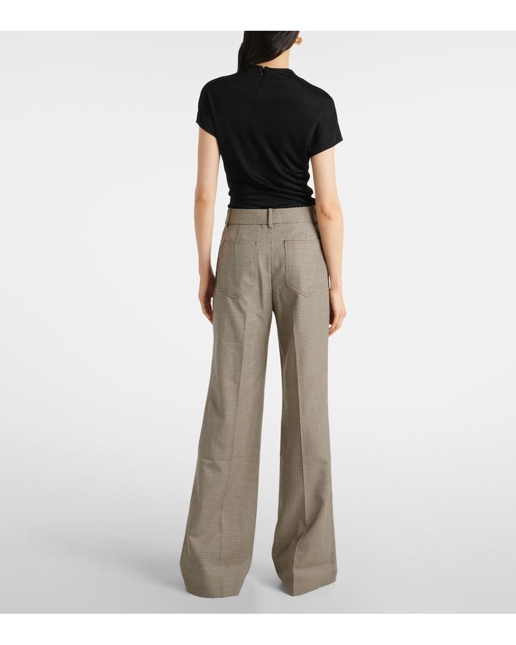 Nili Lotan Gray Christophe Virgin Wool Flared Pants