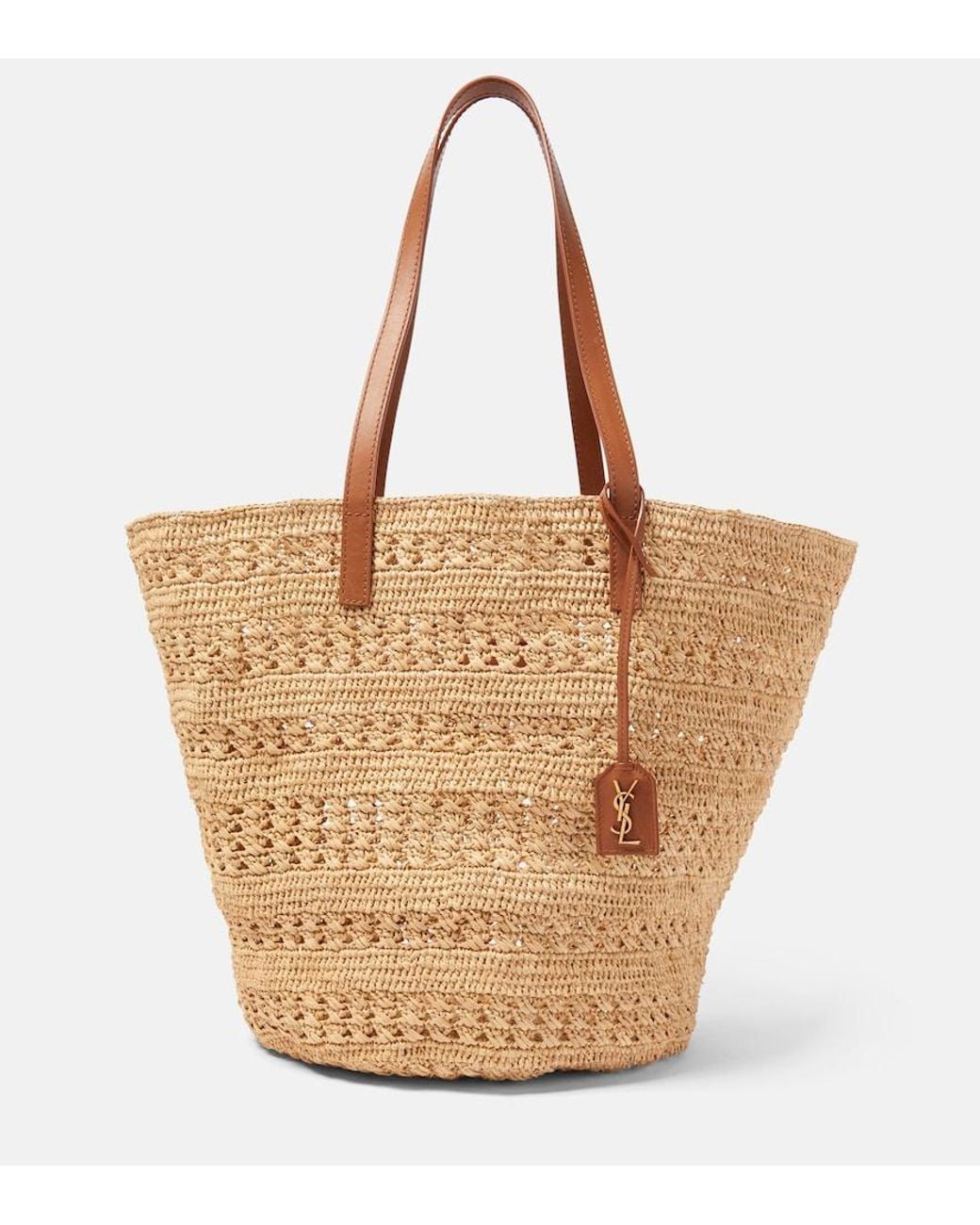 Saint Laurent Natural Panier Medium Raffia Basket Bag
