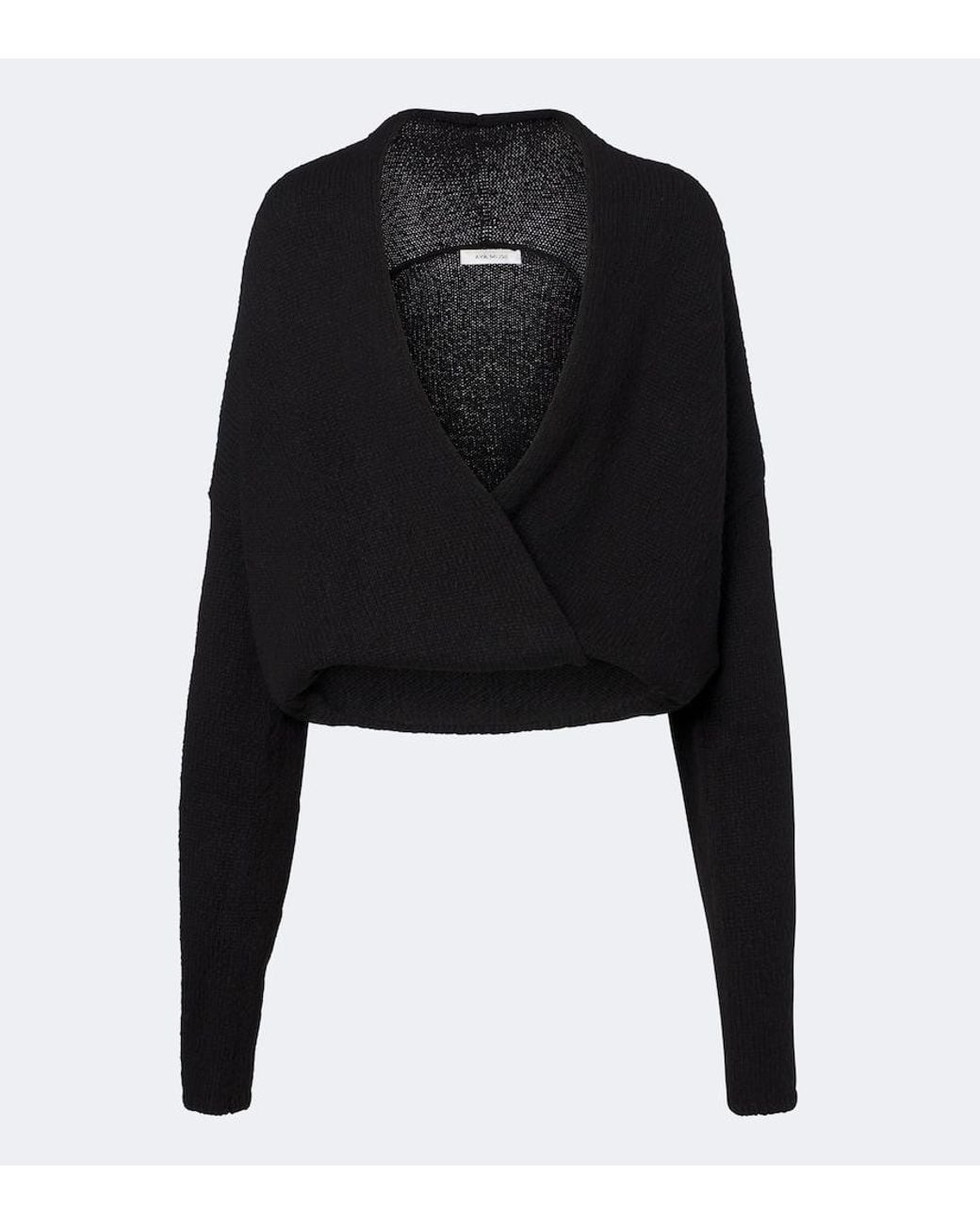 AYA MUSE Black Kena Wrap Cotton Top