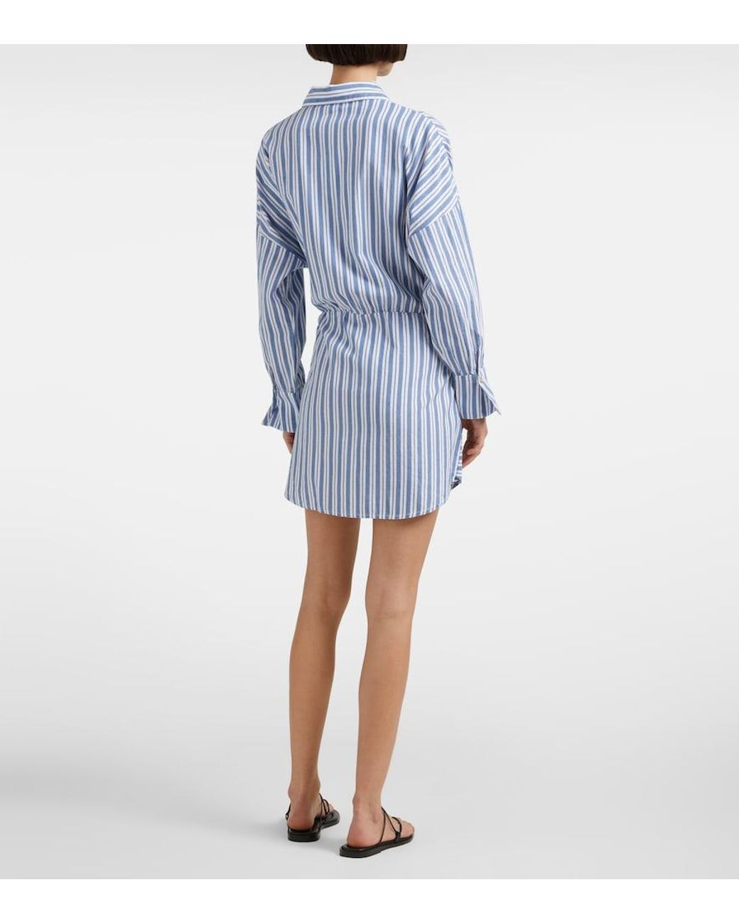 Melissa Odabash Blue Sara Striped Cotton Shirt Dress