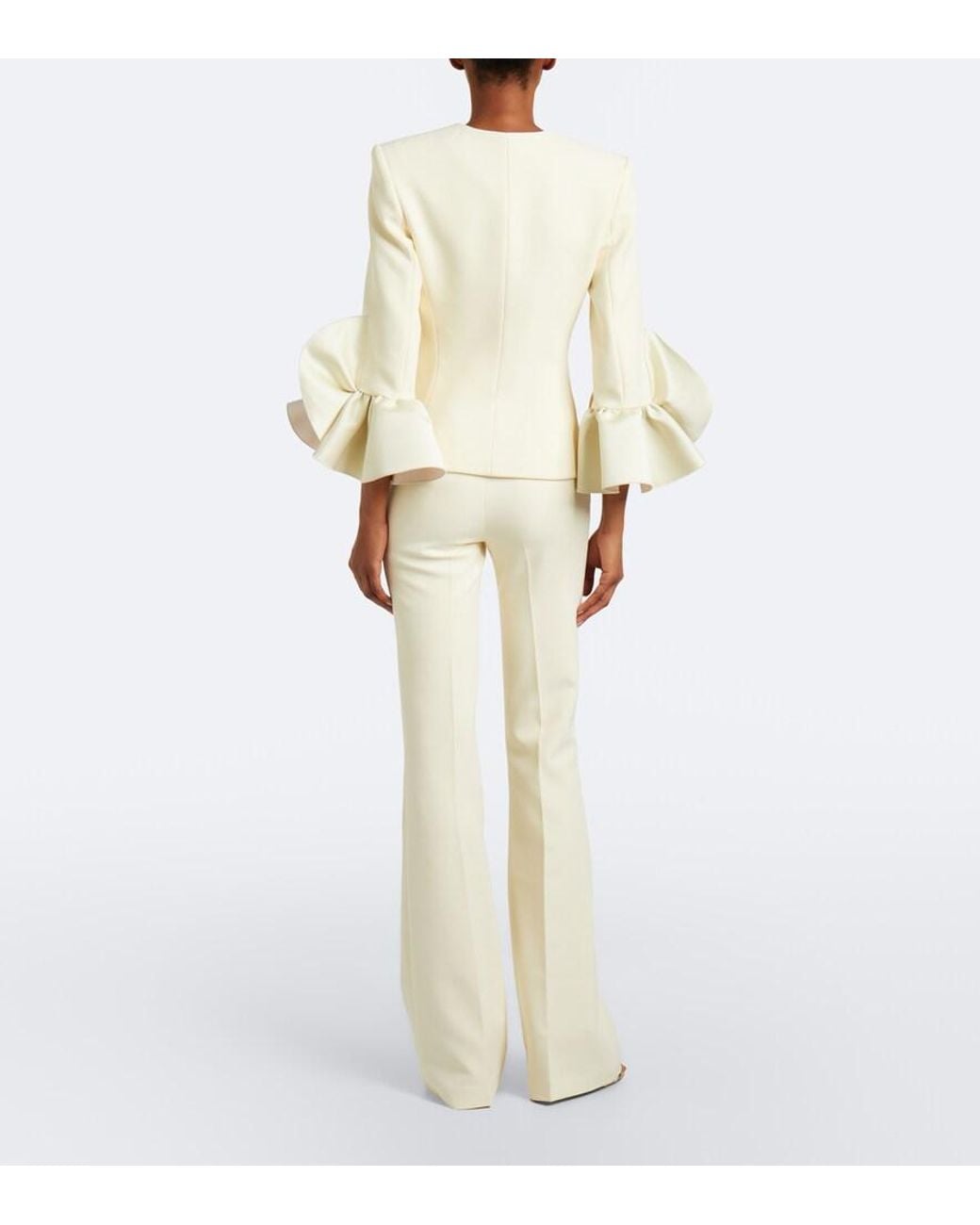 Safiyaa White Alexa Crepe Flared Pants