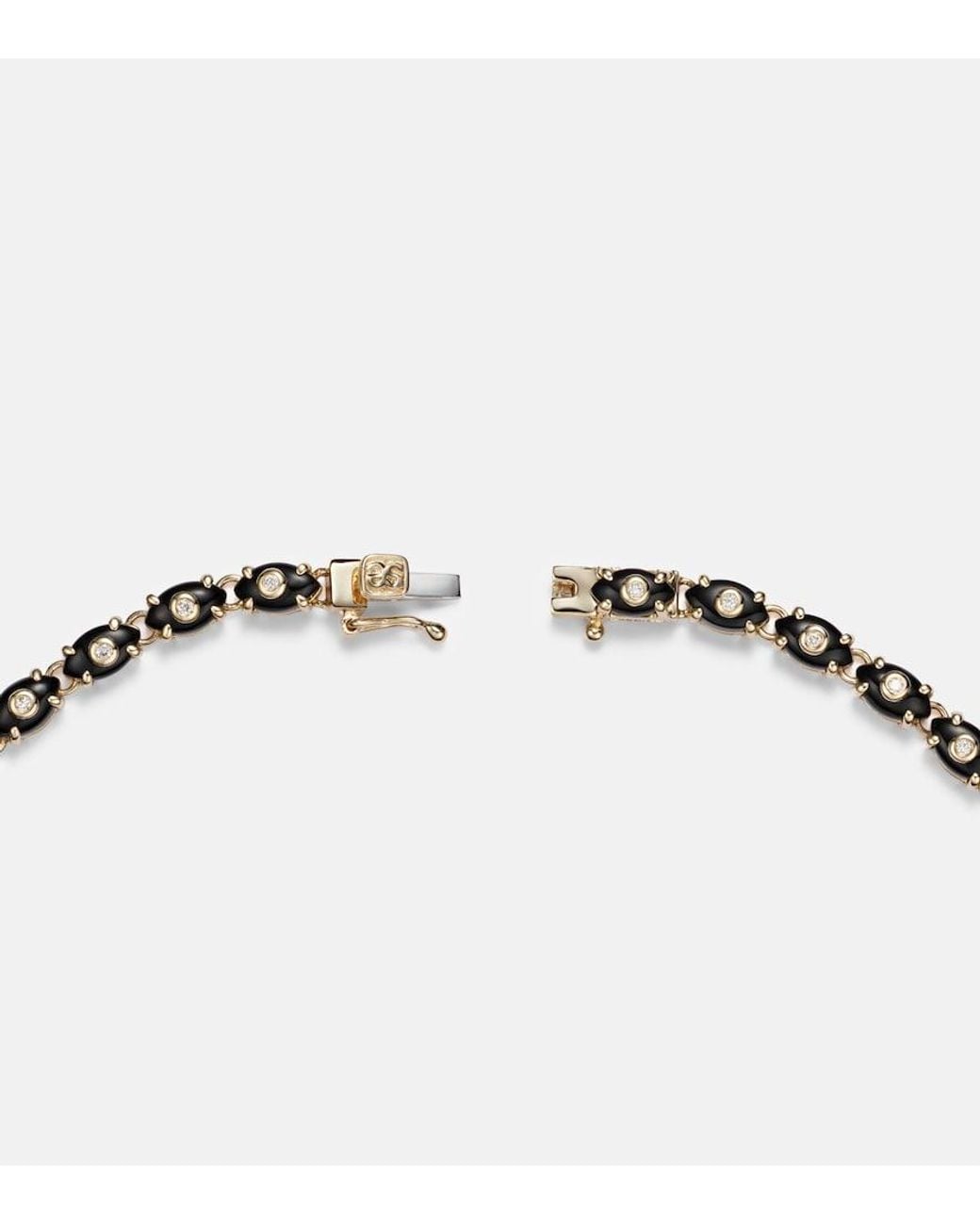 Sydney Evan Metallic Tiny Carved Stone 14Kt Necklace With Onyxes And Diamonds