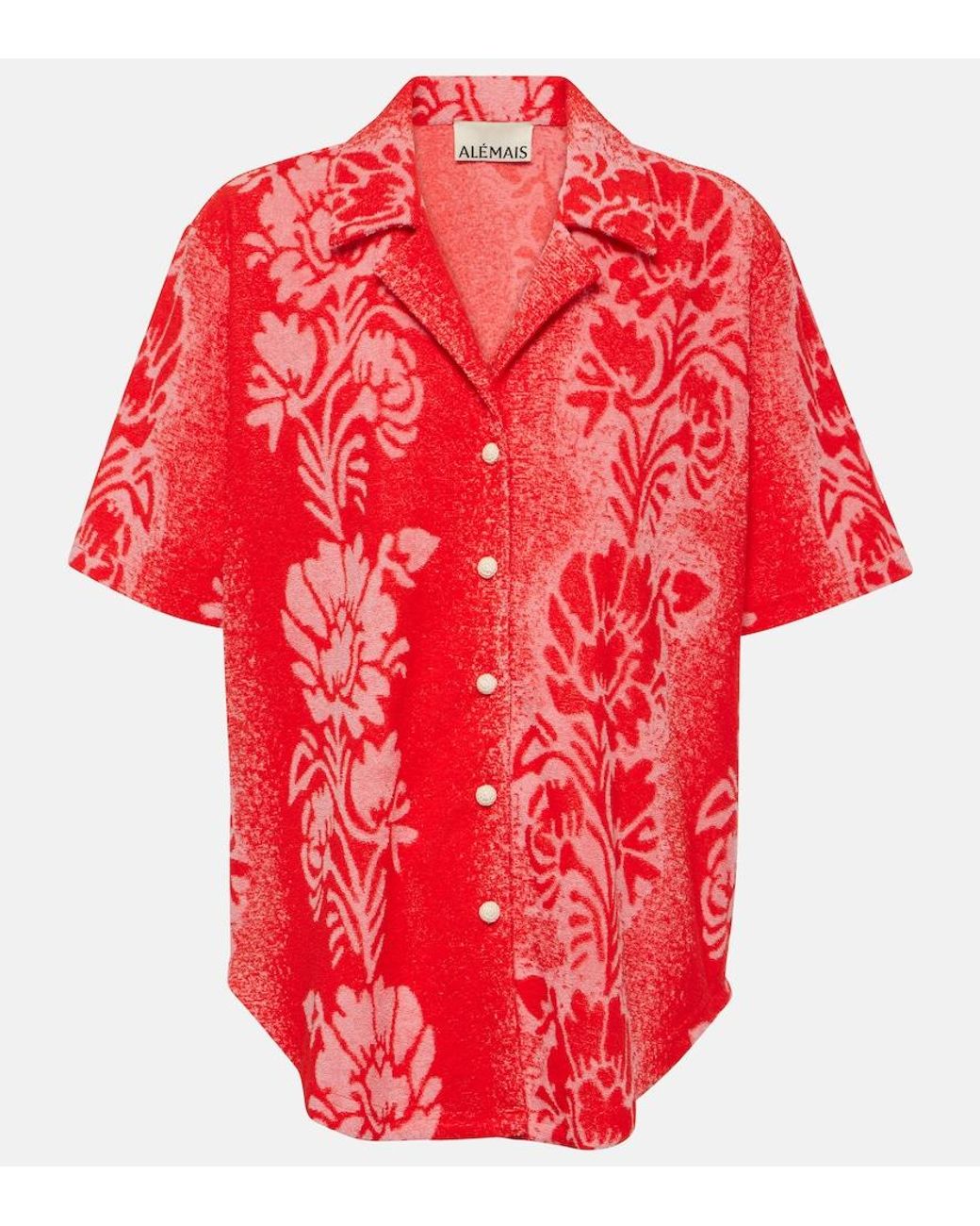 ALÉMAIS Red Martha Printed Cotton-Blend Shirt