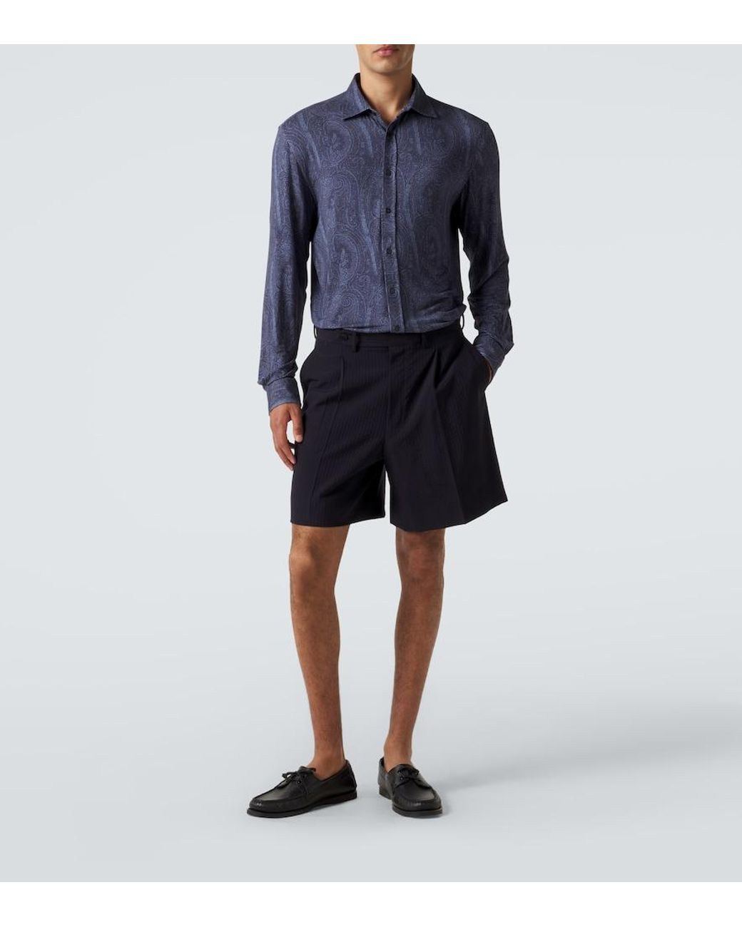 Etro Blue Paisley Jersey Shirt for men