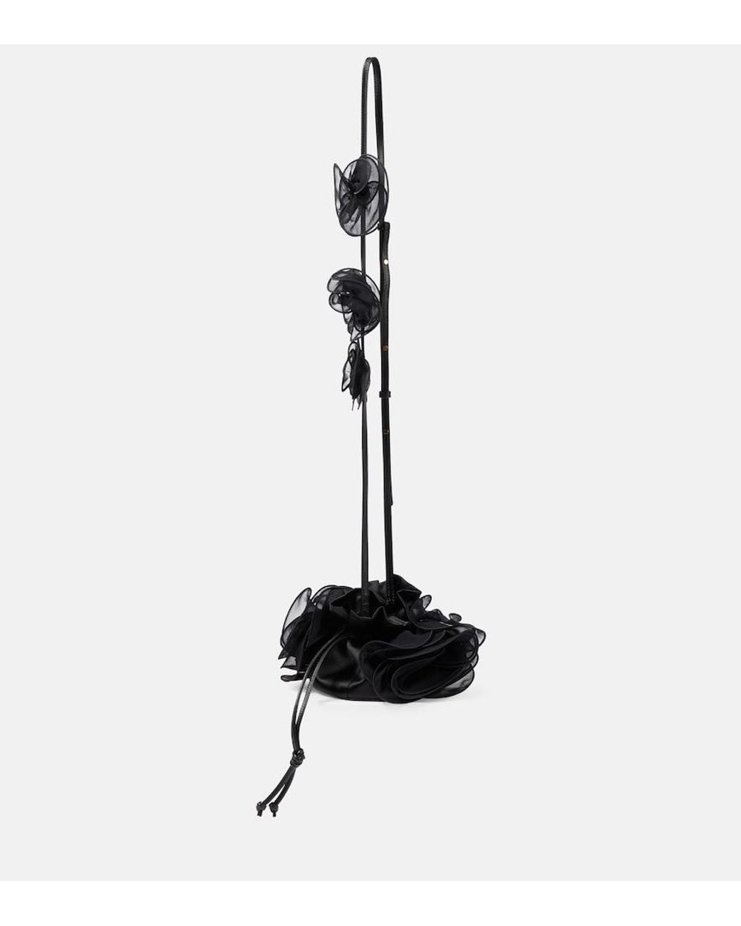 Magda Butrym Black Magda Small Floral-Applique Silk Bucket Bag
