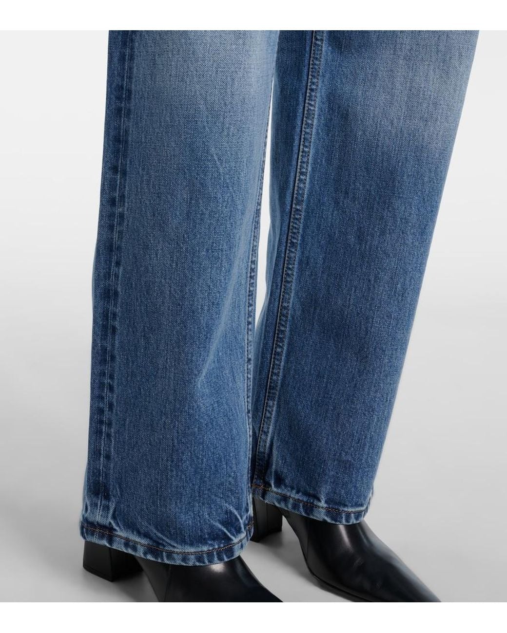 Saint Laurent Blue V-Waist Wide-Leg Jeans