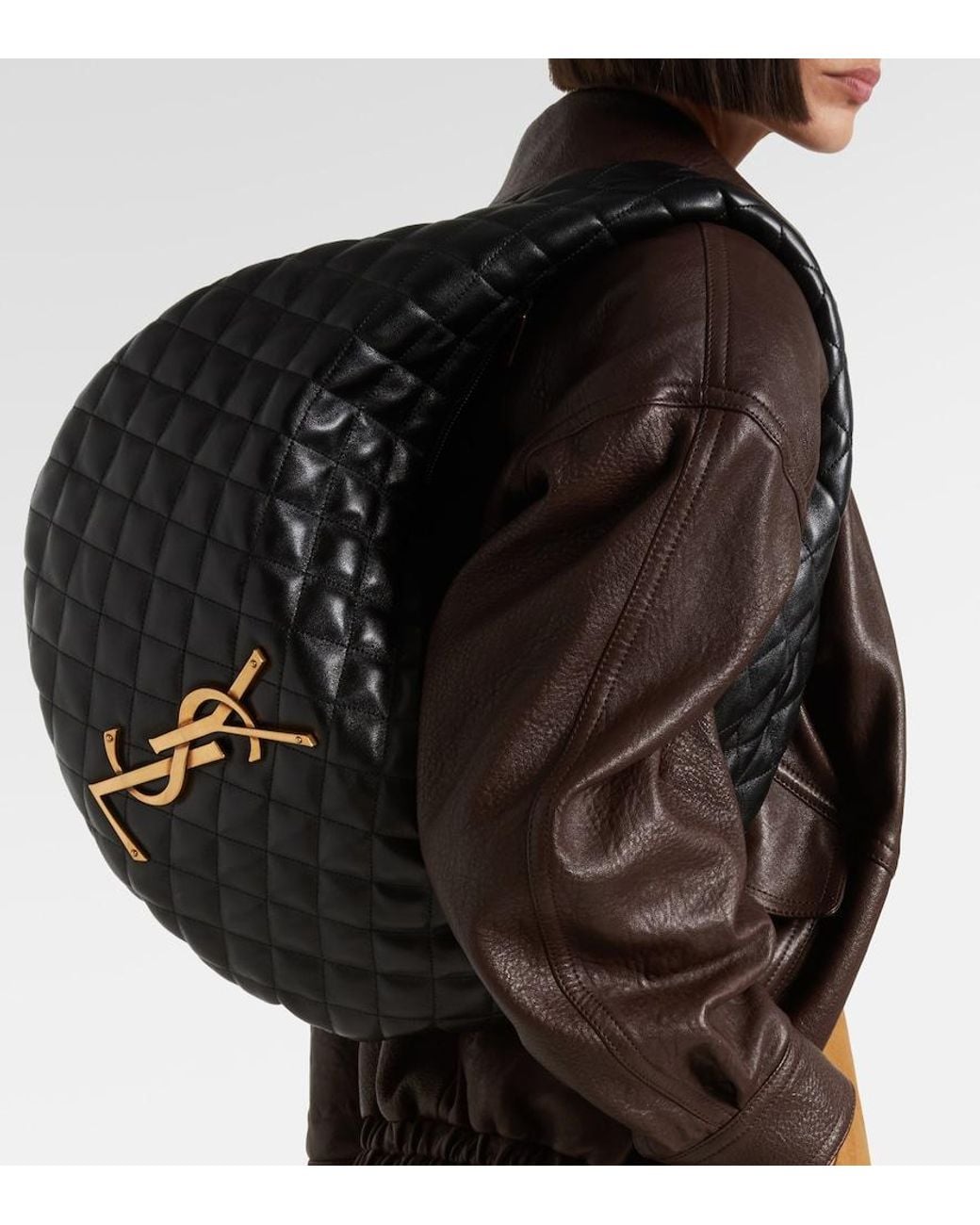 Saint Laurent Black Icare Medium Quilted Leather Shoulder Bag