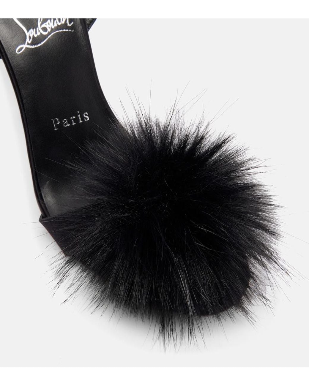 Christian Louboutin Black Patapompom 100 Crepe Satin Sandals