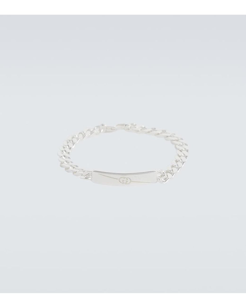 Gucci Metallic Tag Gourmette Chain Bracelet for men