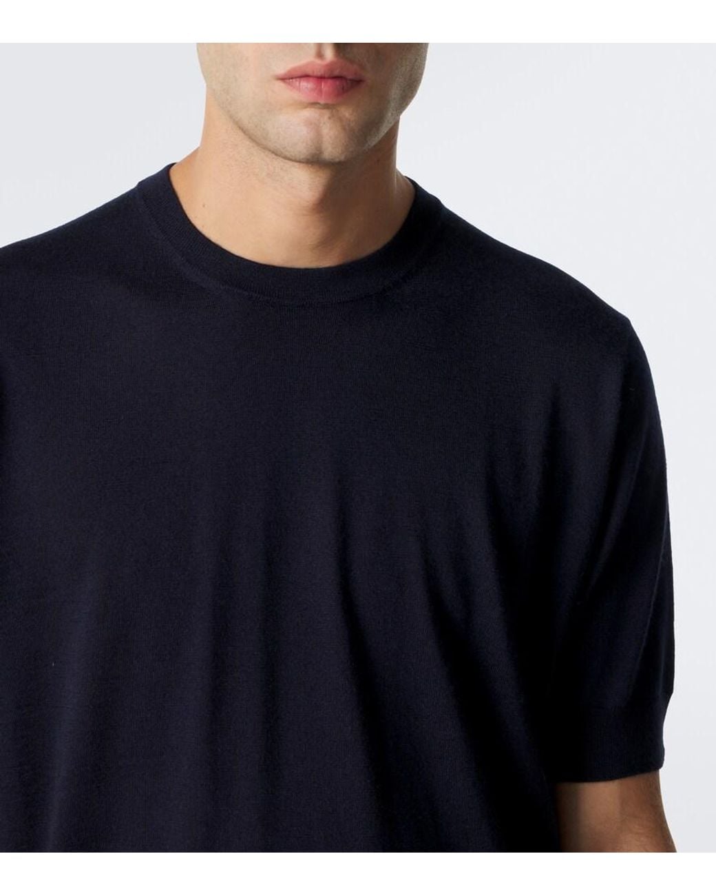 Thom Sweeney Blue Cashmere And Silk Sweater for men