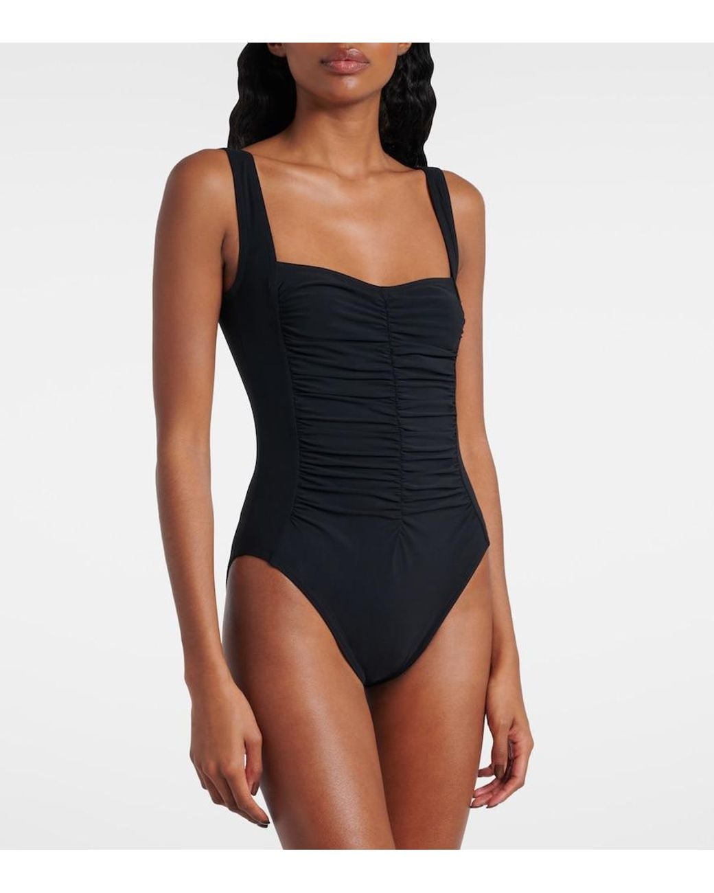 Karla Colletto Black Ruched Swimsuit