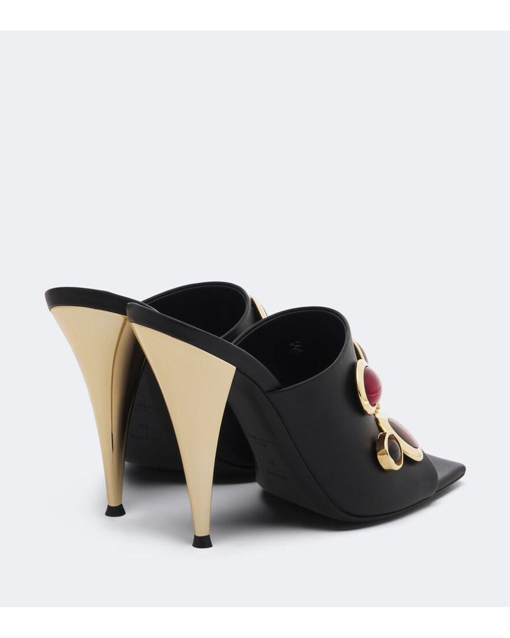 Givenchy Black Sliced Square Embellished Leather Mules