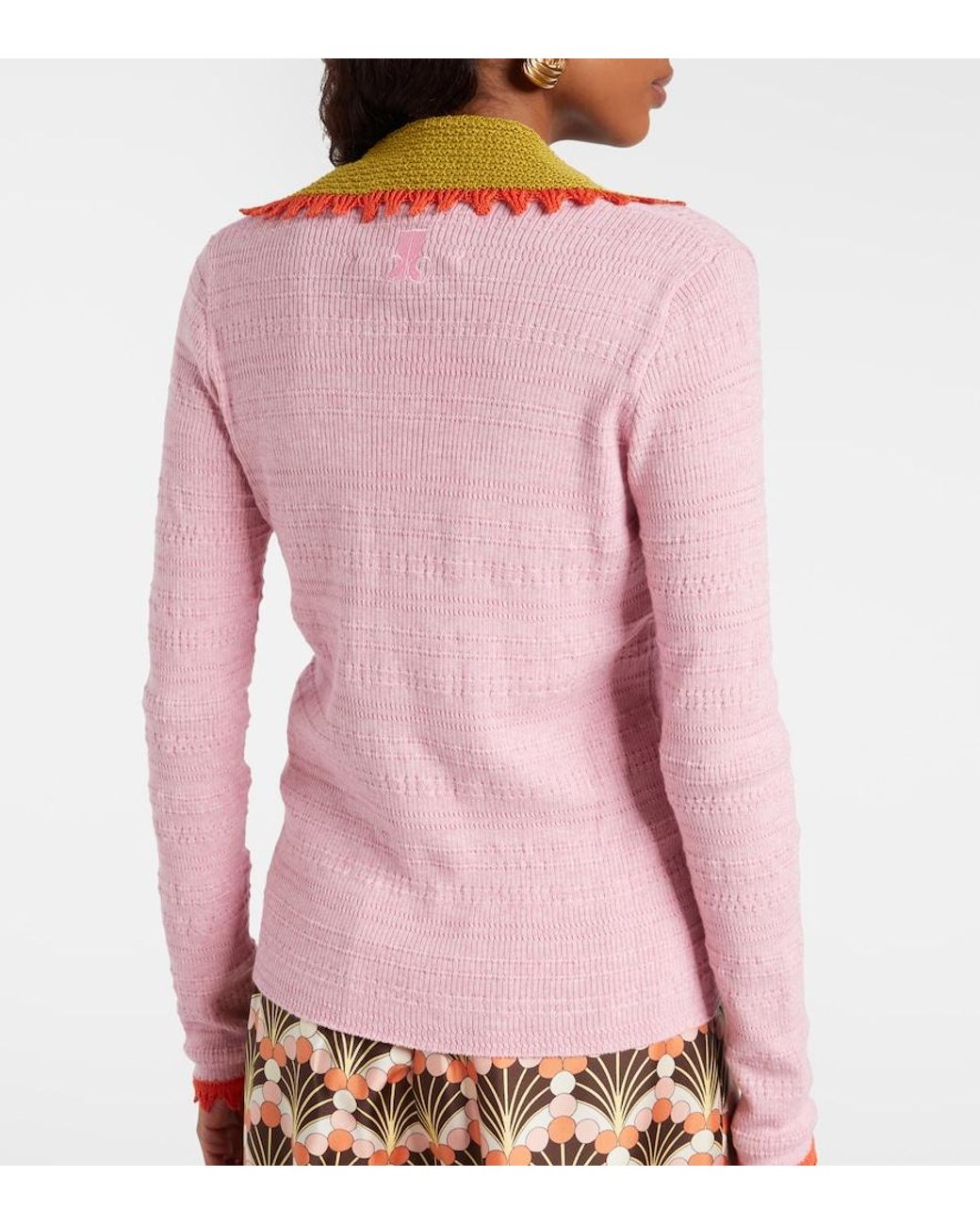 LaDoubleJ Pink Picket Cotton And Wool Sweater