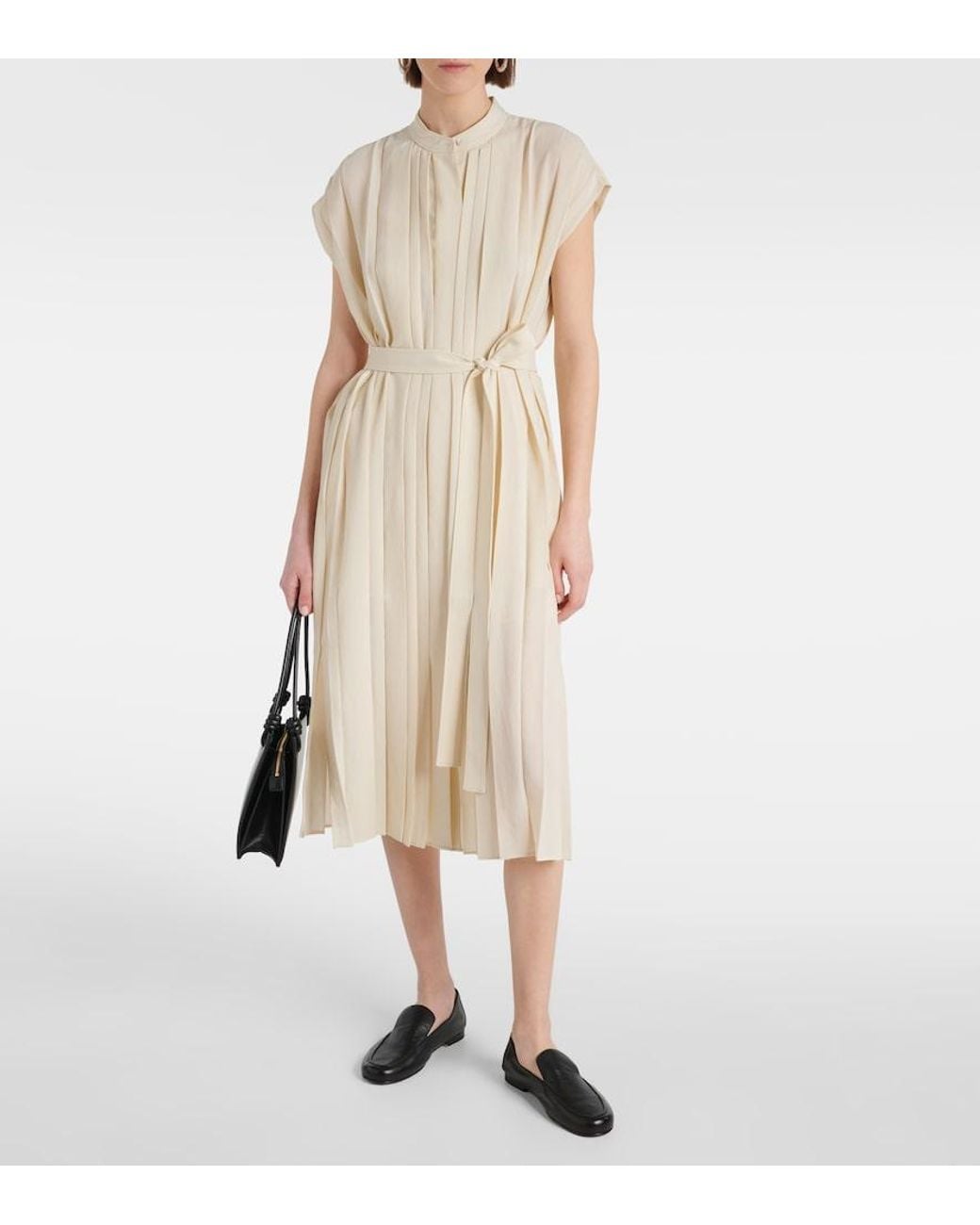 Joseph Natural Davidge Plisse Midi Dress