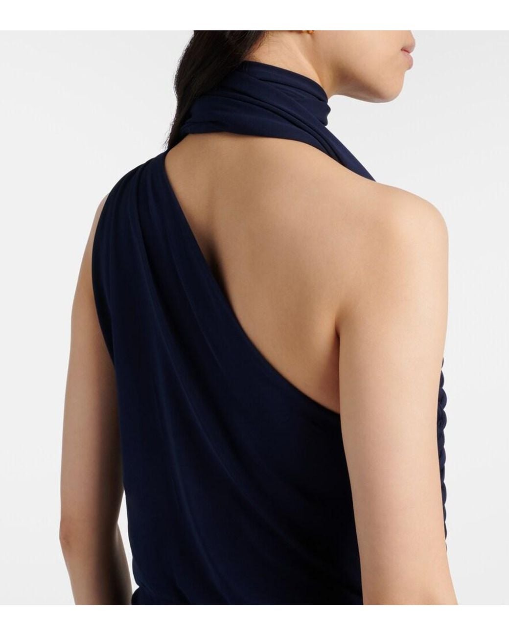 Jonathan Simkhai Blue Moira Draped Scarf-Detail Jersey Gown