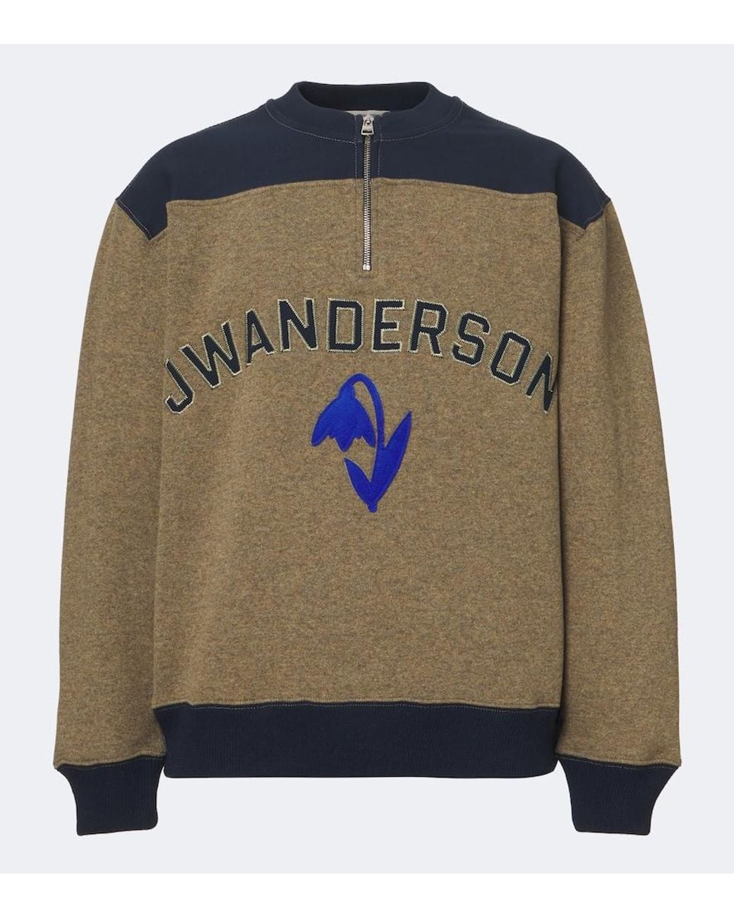 J.W. Anderson Green Embroidered Wool-Blend Half-Zip Sweater for men