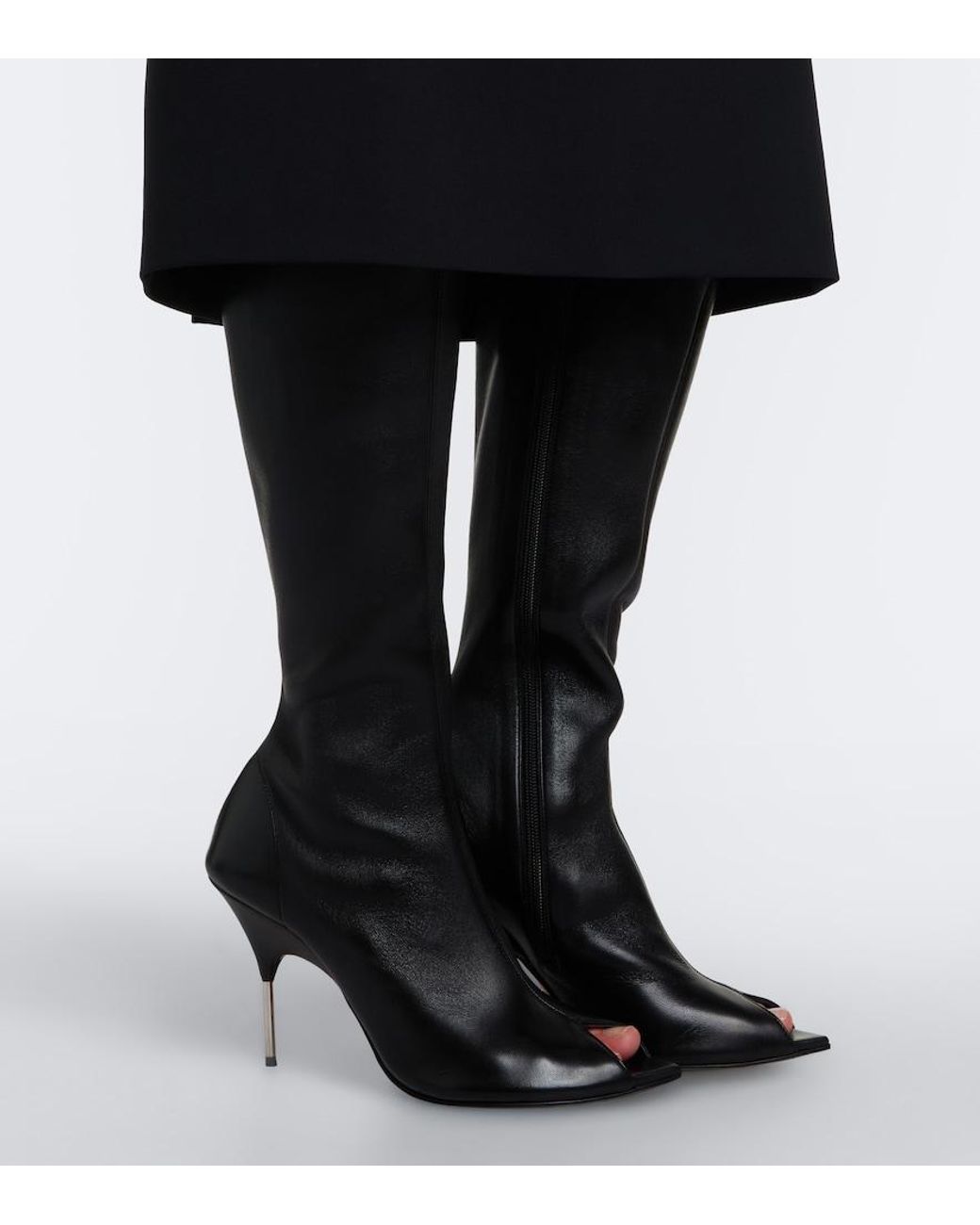 AMINA MUADDI Black Bruna Leather Knee-High Boots