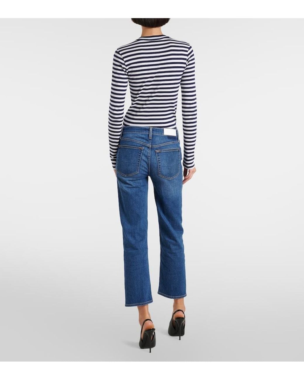 Re/done Blue Stove Pipe Mid-Rise Straight Jeans