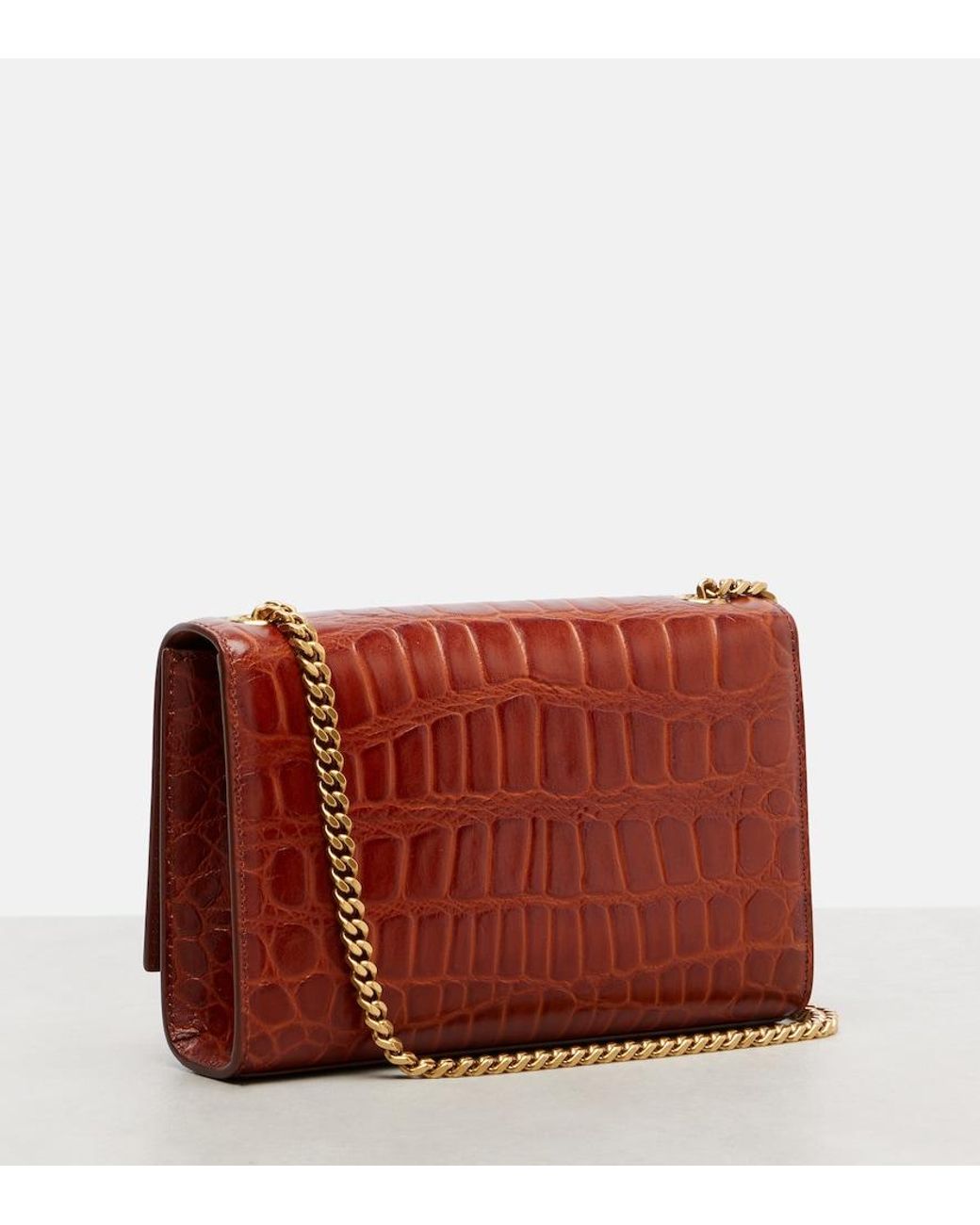 Saint Laurent Red Kate Small Croc-Effect Leather Shoulder Bag