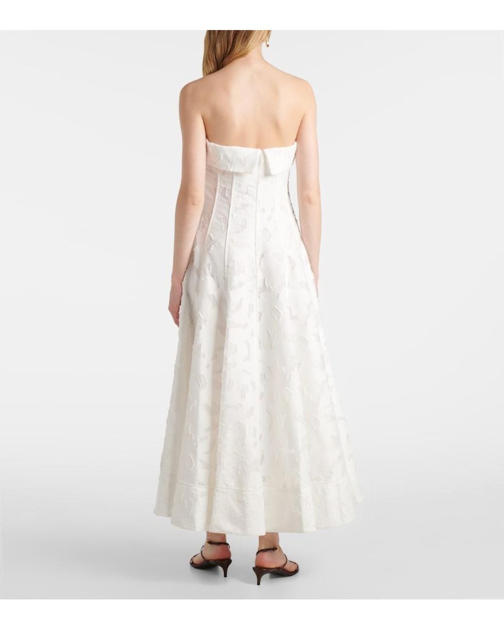 Jonathan Simkhai White Imogen Jacquard Bustier Dress
