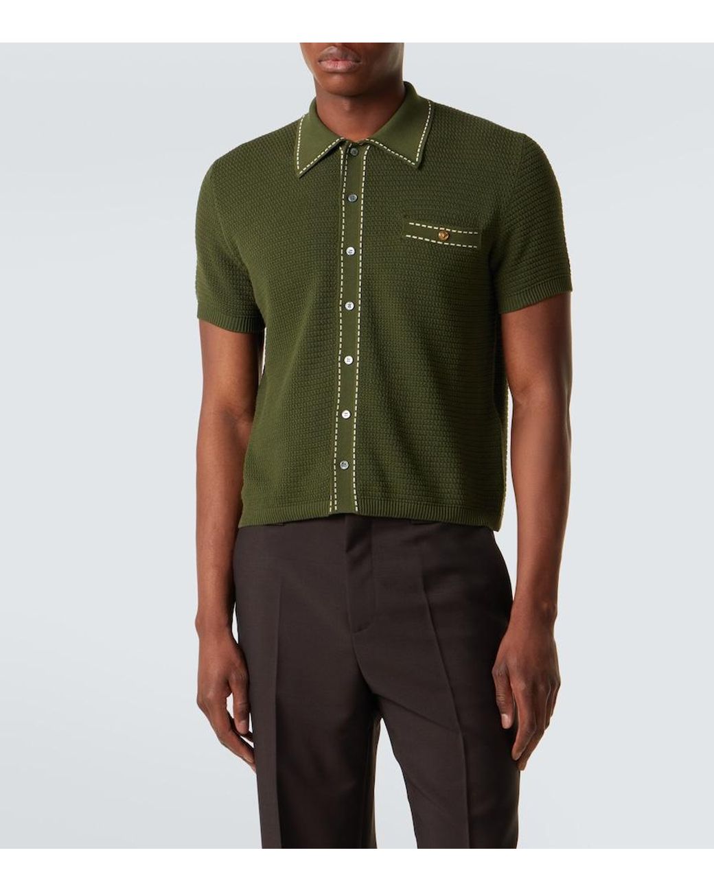 Polo Medusa De Algodon Versace de hombre de color Green