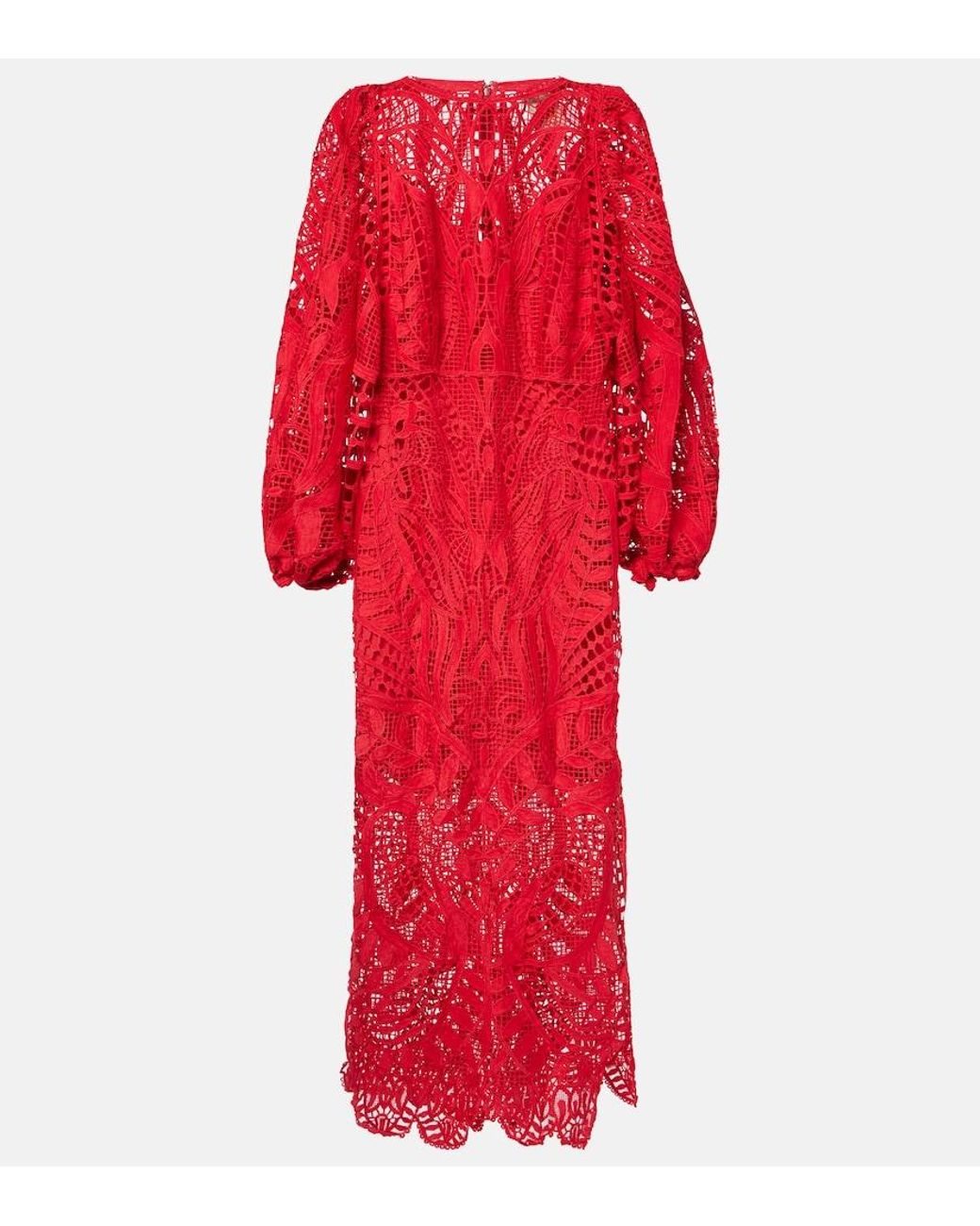 FARM Rio Nature Guipure Lace Maxi Dress in Red | Lyst Canada