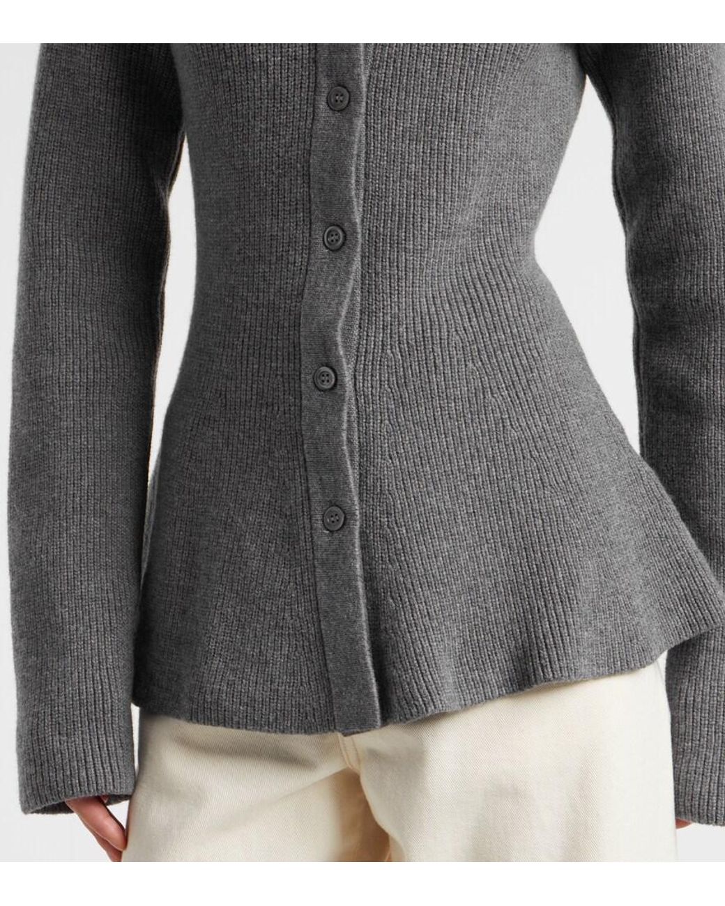Rohe Gray Ribbed-Knit Wool And Cashmere Cardigan
