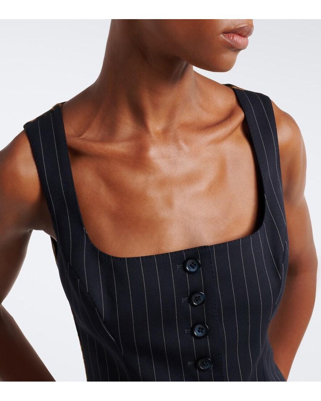Dolce & Gabbana Black Pinstriped Wool-Blend Vest