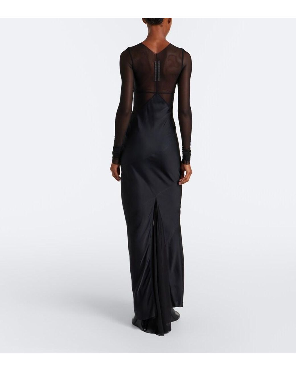 Rick Owens Black Combo Tulle-Trimmed Gown