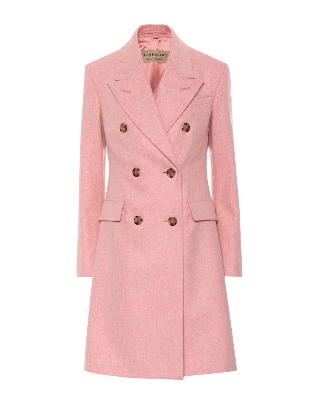 Burberry Doublebreasted Virgin Wool Coat in Pink Lyst UK
