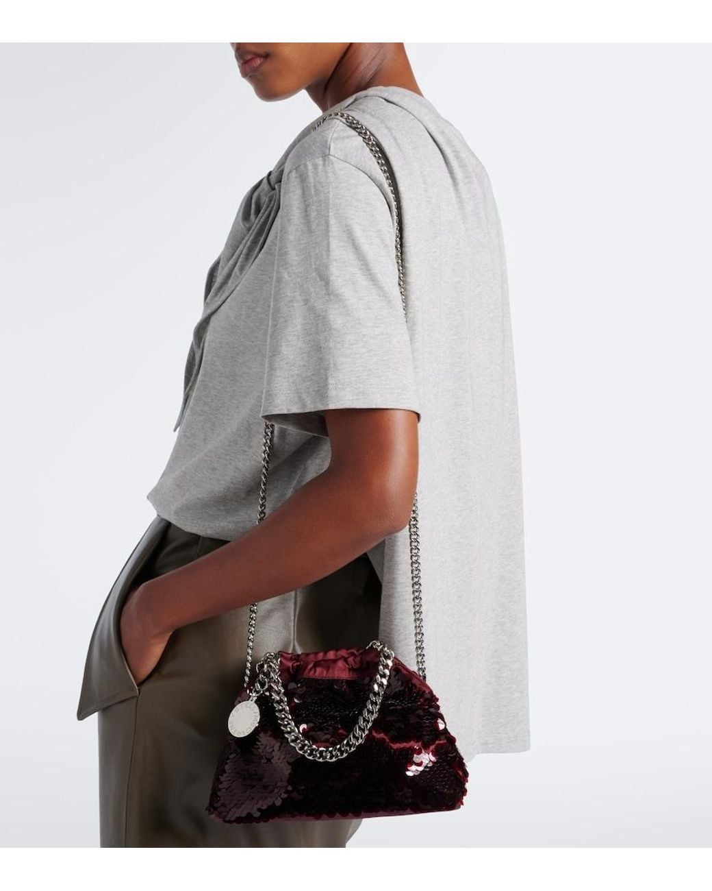 Stella McCartney White Falabella Mini Sequined Top-Handle Bag