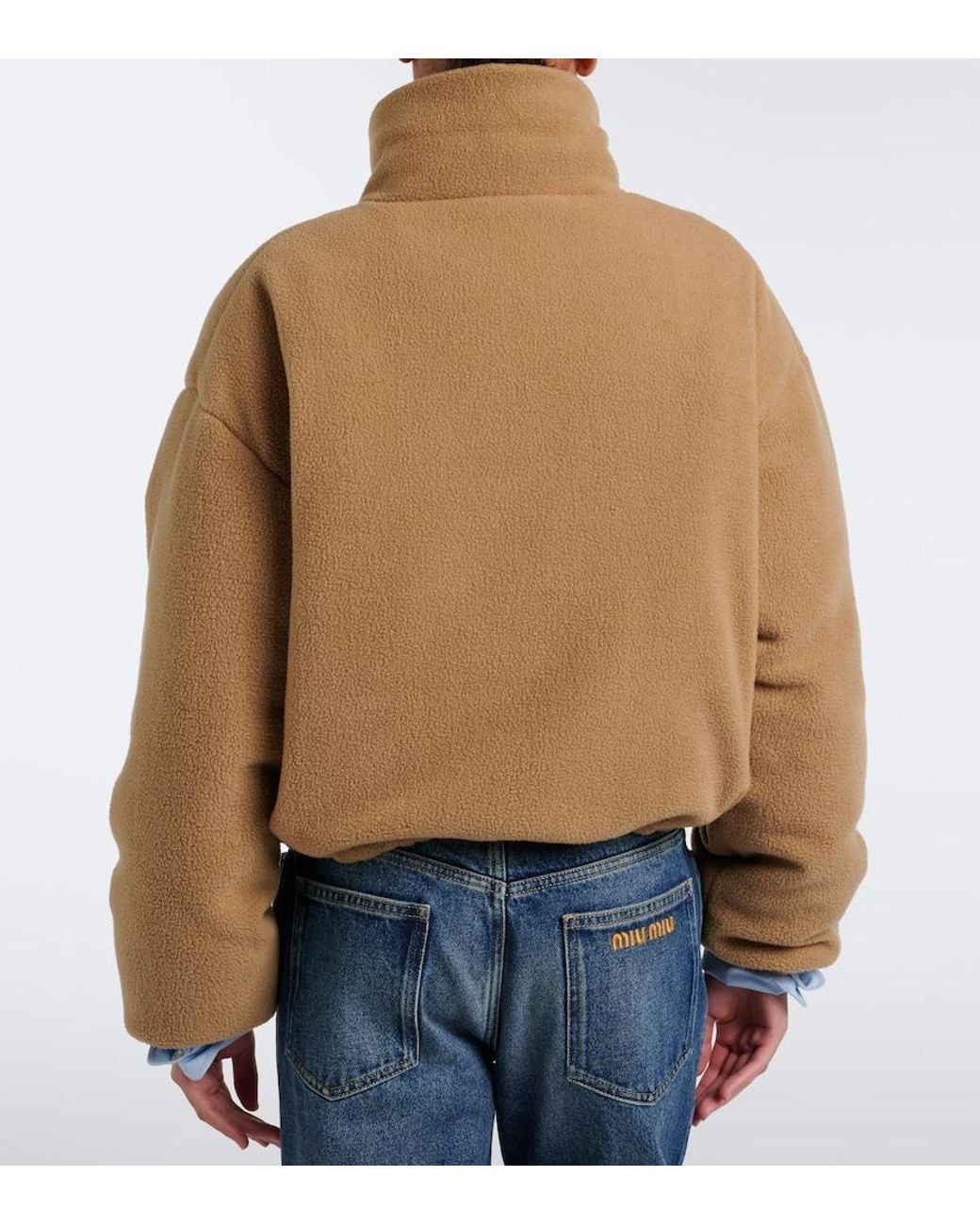 Miu Miu Brown Logo Fleece Down Jacket