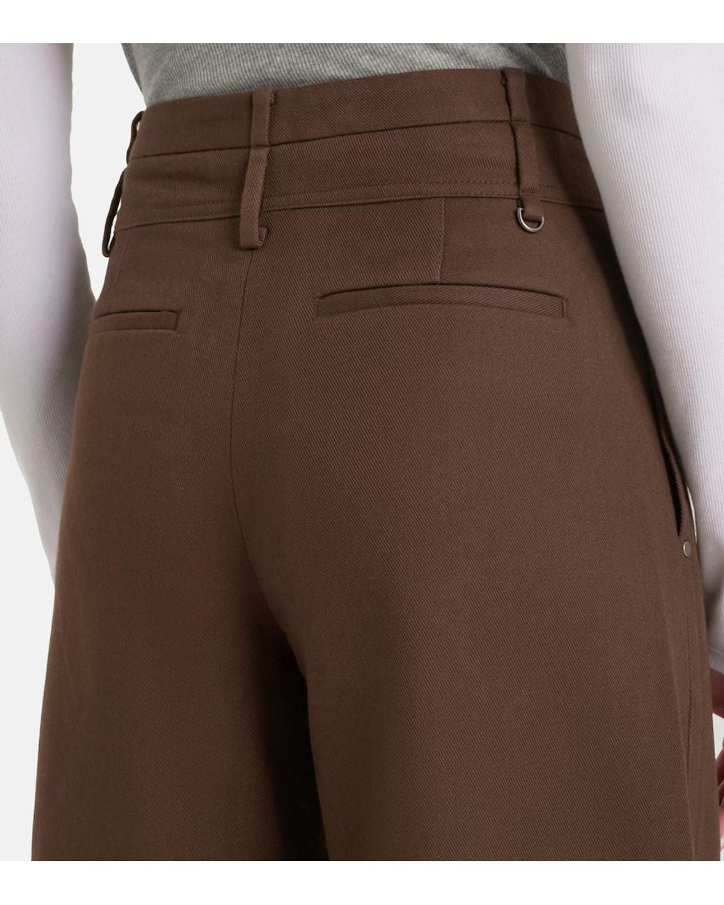 Vince Brown Cotton Twill Wide-Leg Pants