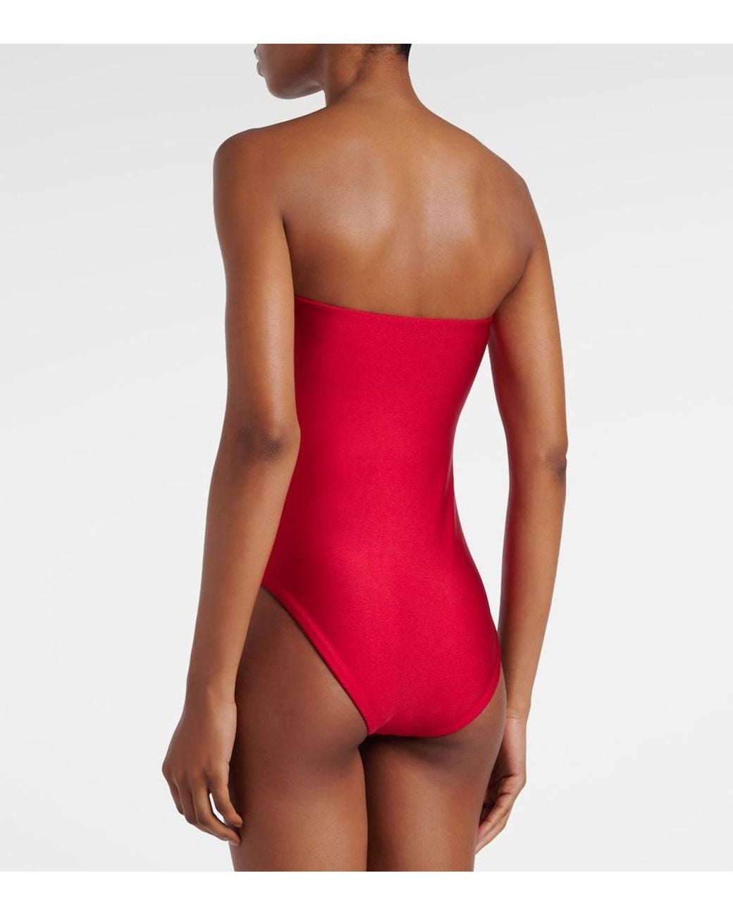 JADE Swim Red Yara Ruched Swimsuit