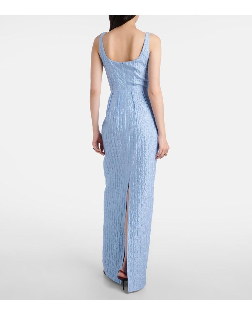 Emilia Wickstead Blue Sharon Seersucker Gown