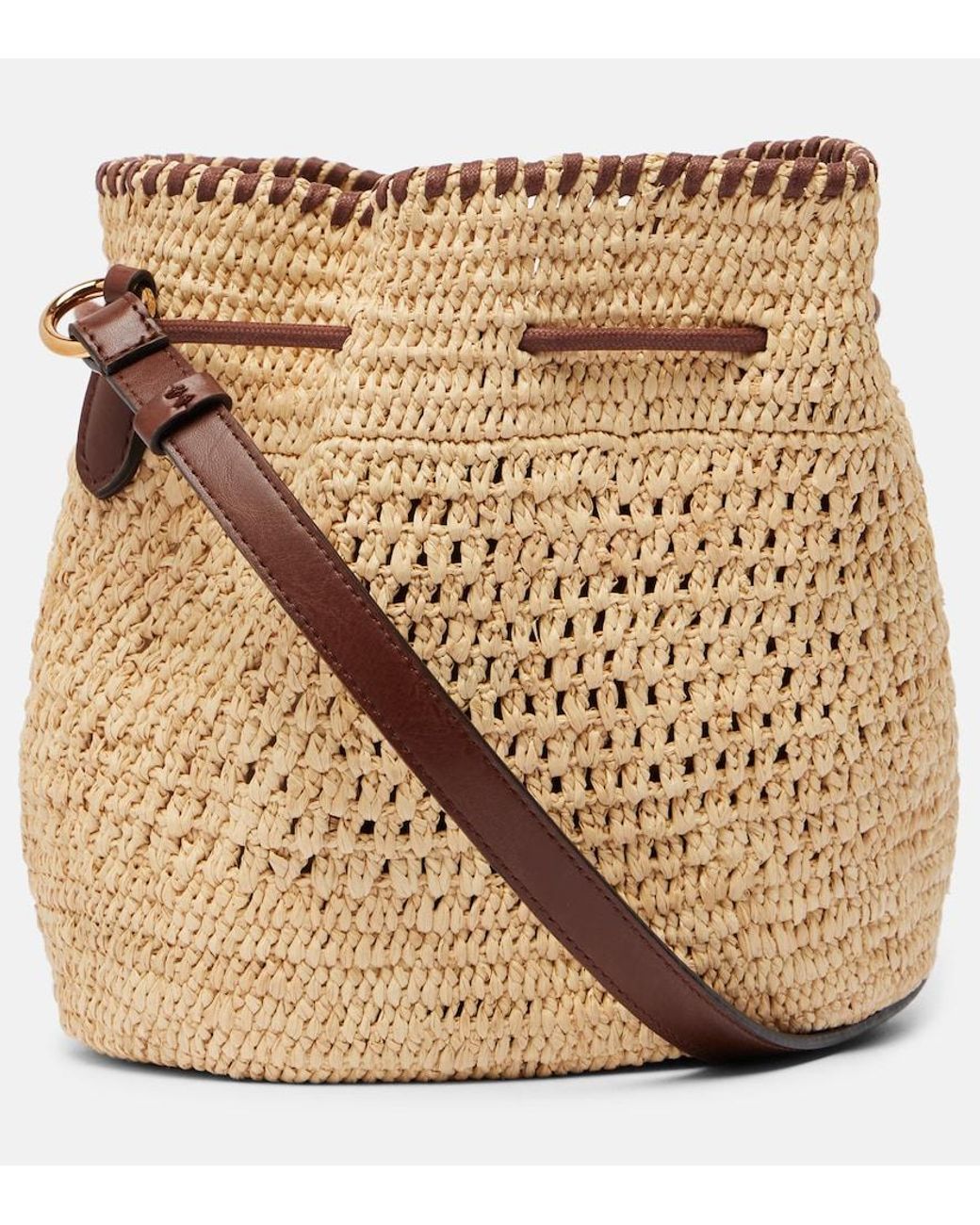 Stella McCartney Natural Falabella Small Raffia Bucket Bag