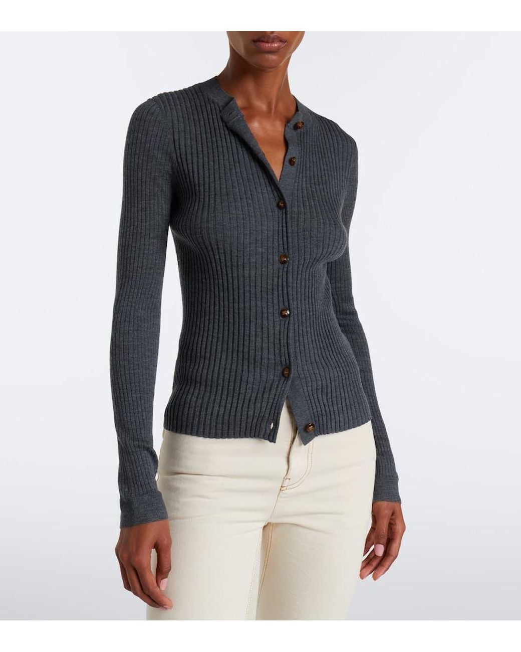 Burberry Blue Ekd Ribbed-Knit Cashmere Cardigan