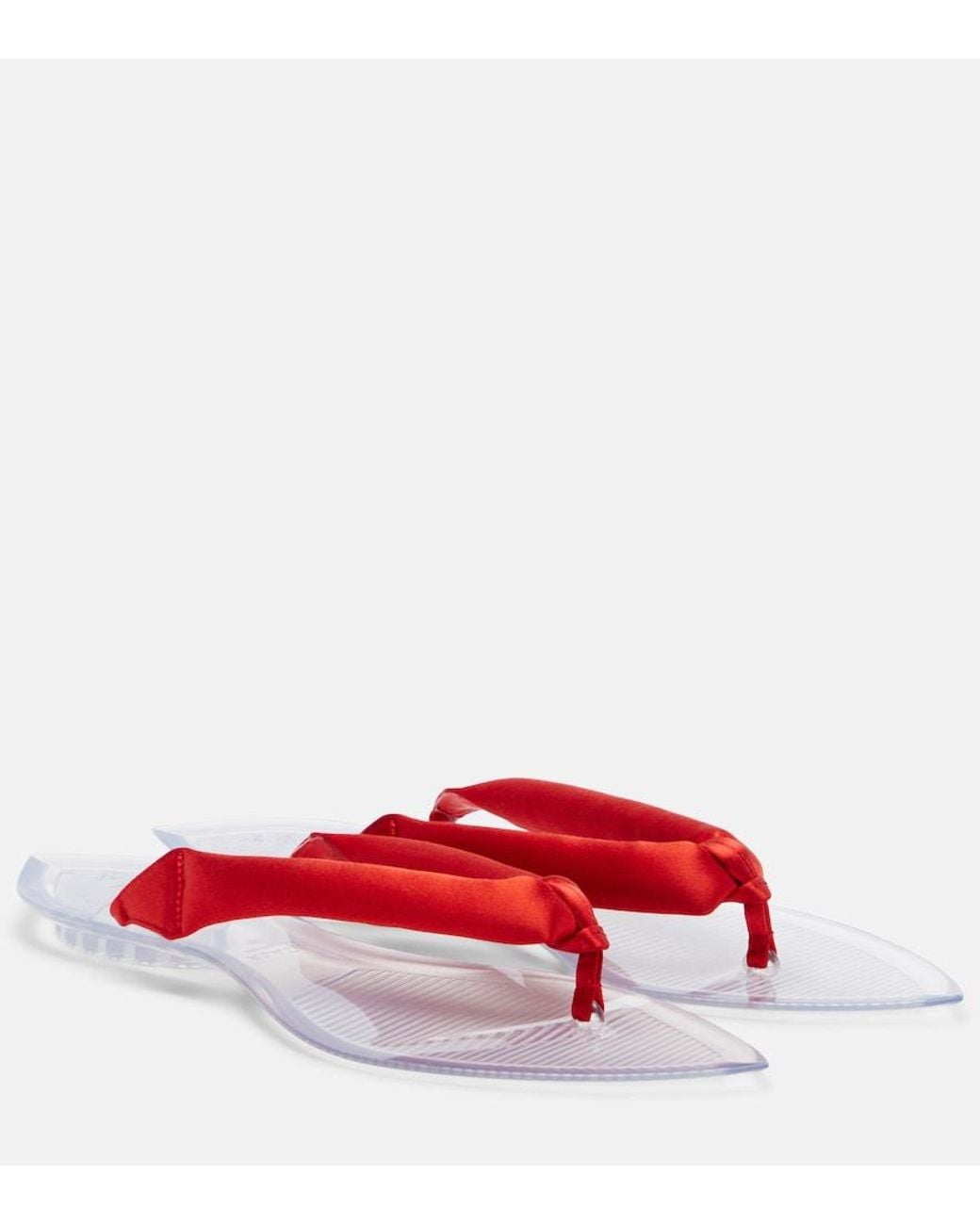 Alaïa Red Invisible Satin Thong Sandals