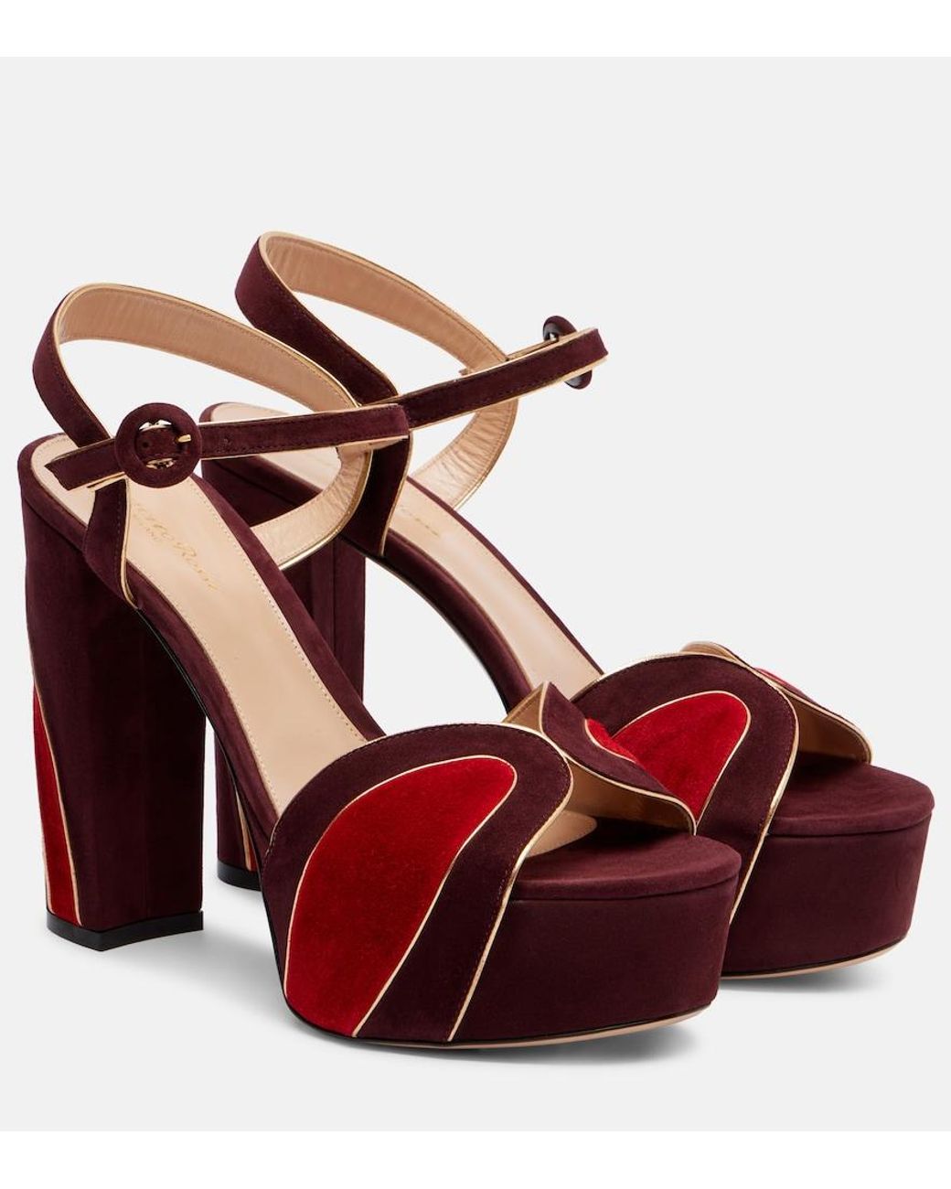 Gianvito Rossi Red 125 Suede Platform Sandals