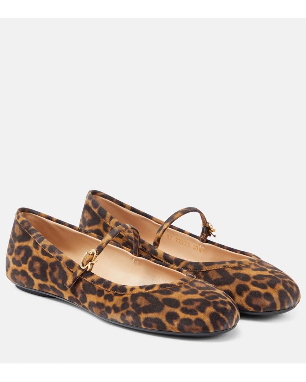 Gianvito Rossi Brown Carla Leopard-Print Suede Ballet Flats