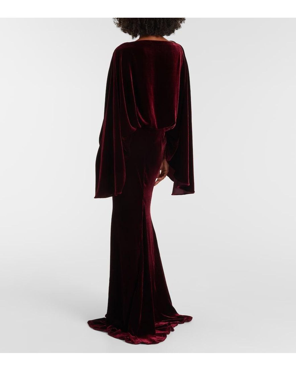 Taller Marmo Red Musidora Draped Velvet Gown