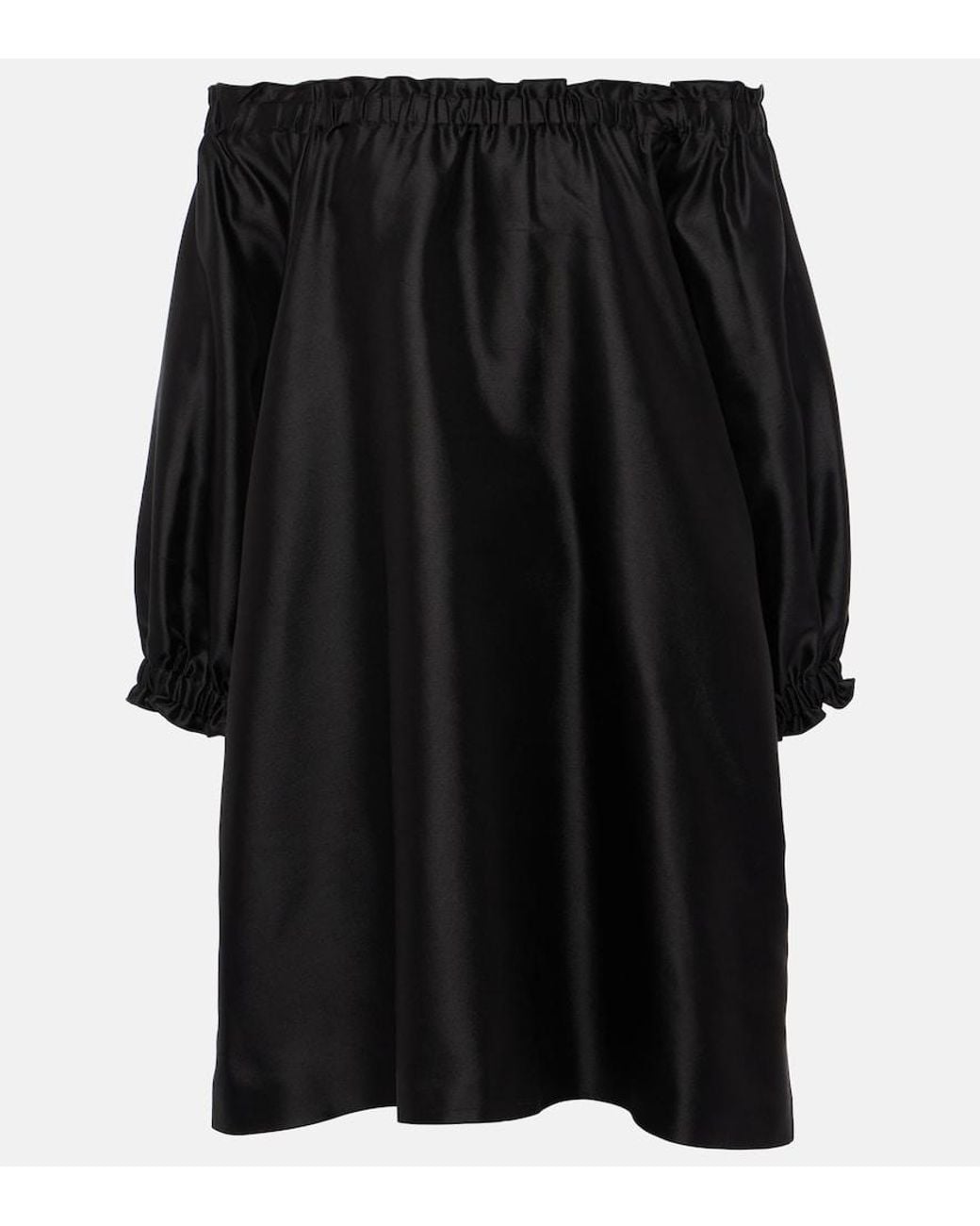 Max Mara Black Lepre Off-Shoulder Silk And Cotton Minidress