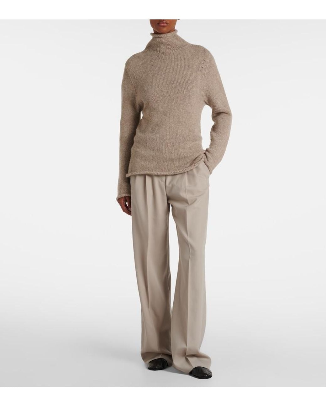 The Row Natural Mariam Cashmere Turtleneck Sweater