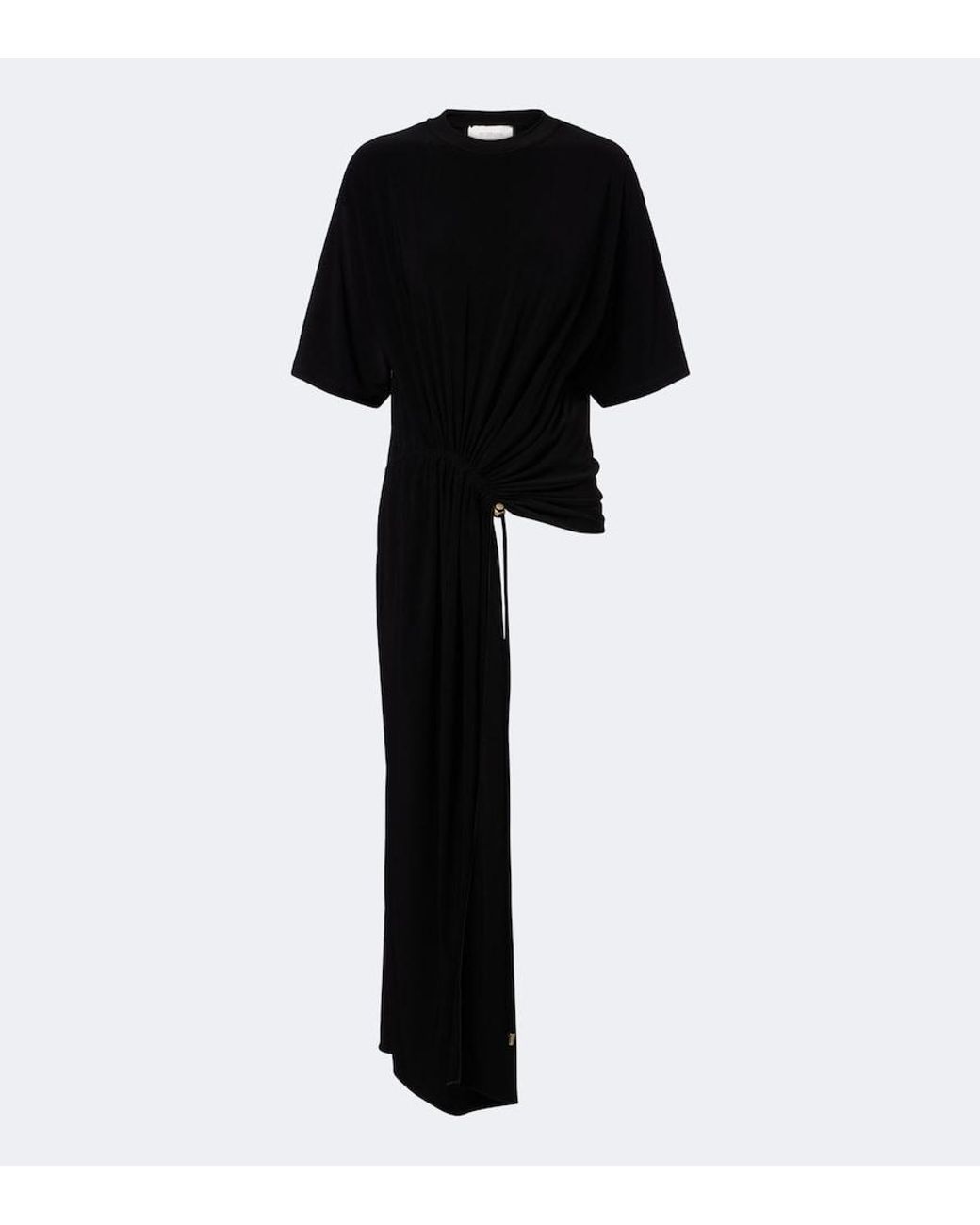 Sportmax Black Asymmetric Draped Jersey Top