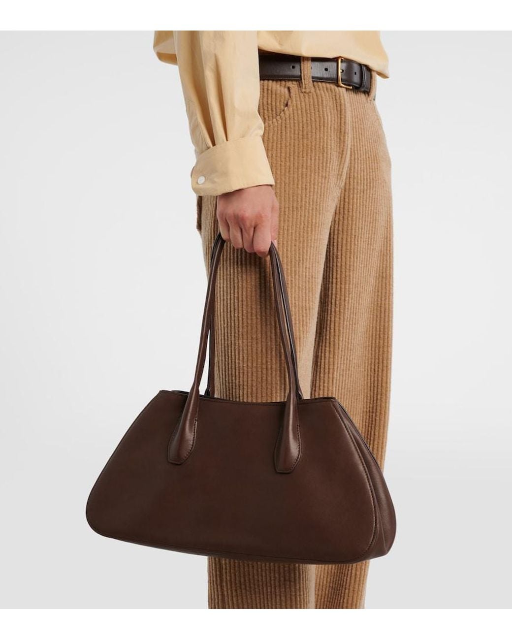 The Row Brown Schultertasche Alger Medium Aus Leder
