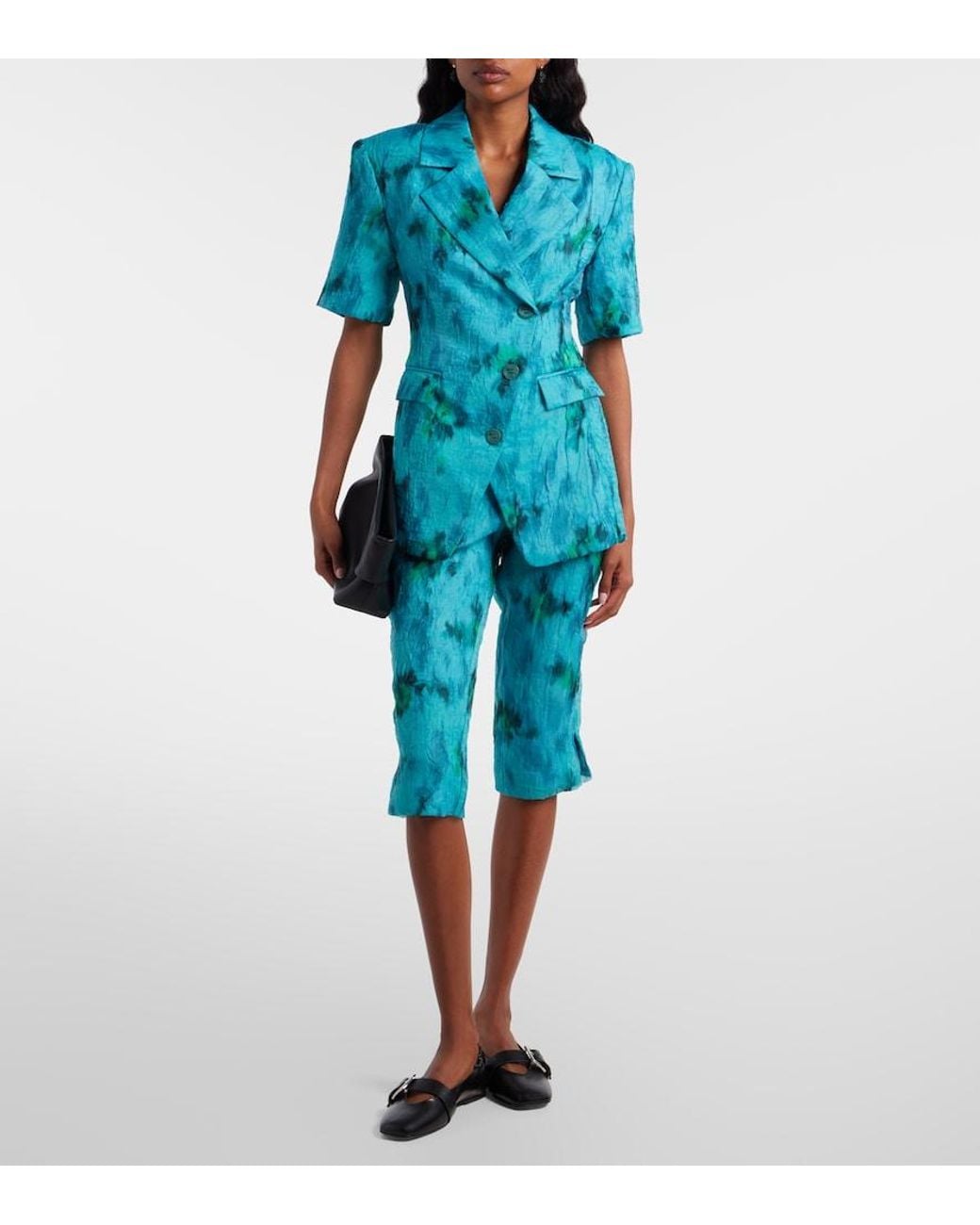 Ganni Blue Printed Capri Pants