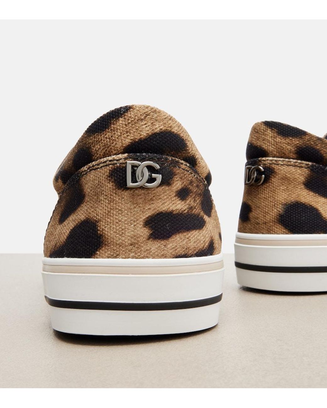 Dolce & Gabbana Brown Leopard-Print Canvas Sneakers