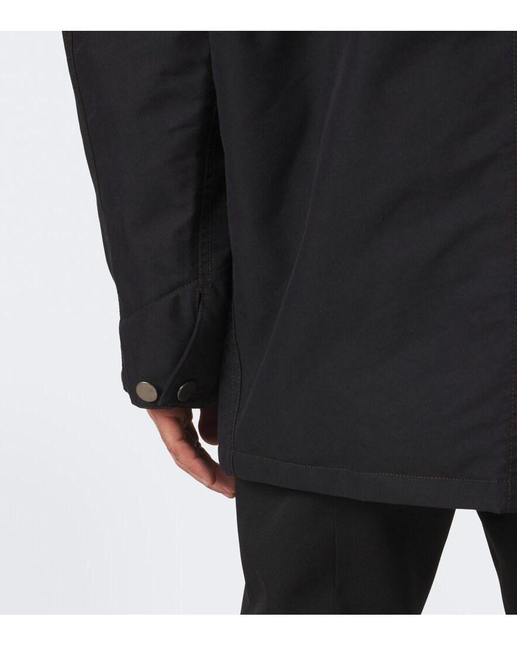 Prada Black Leather-Trimmed Technical Cotton-Blend Jacket for men