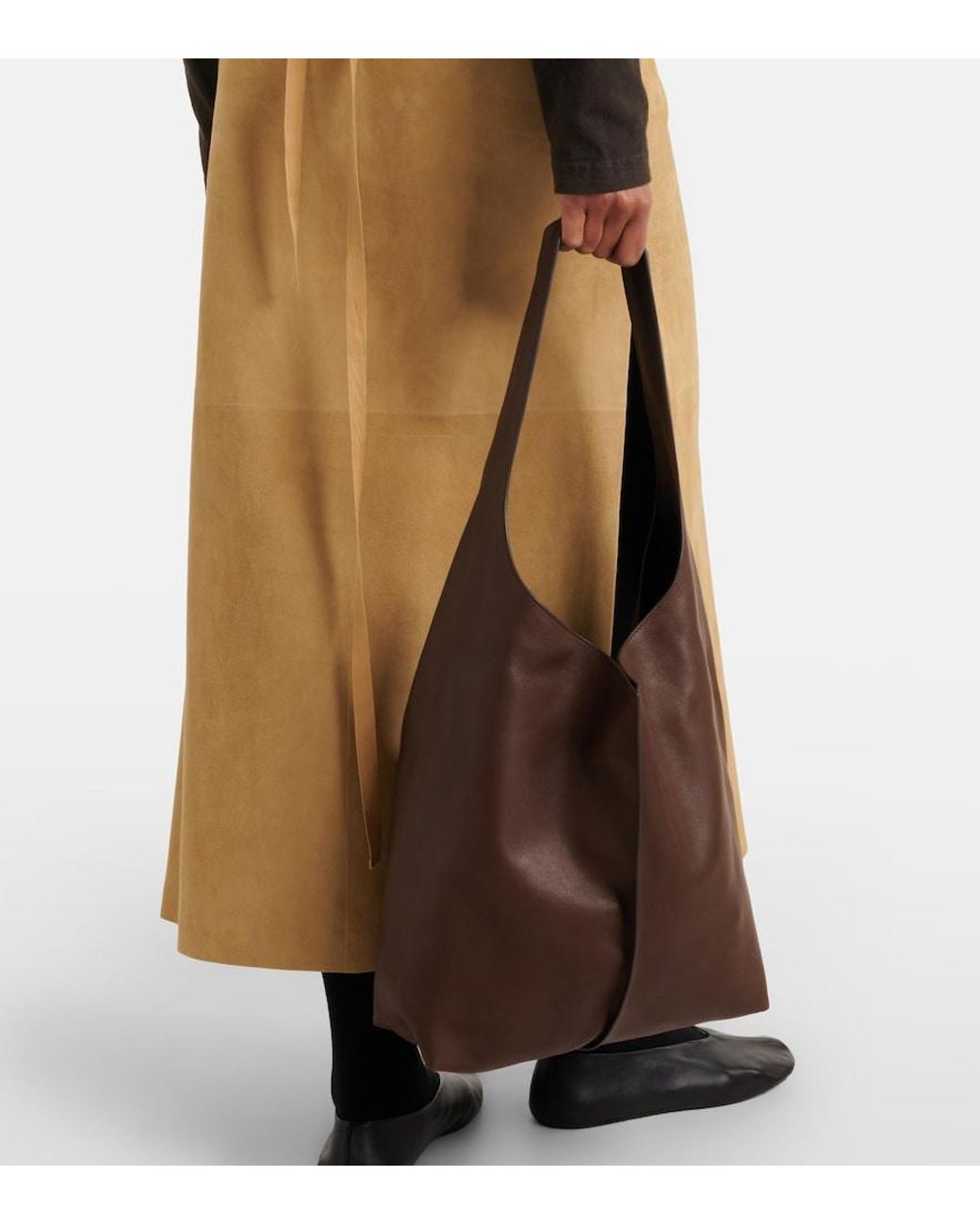 The Row Brown Schultertasche Bindle Medium Aus Leder